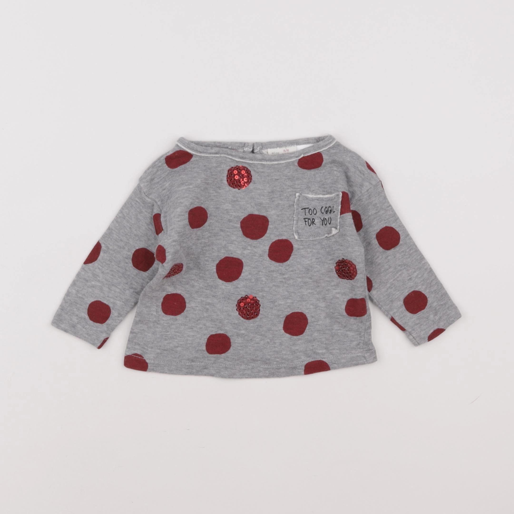 Zara - tee-shirt gris - 3/6 mois