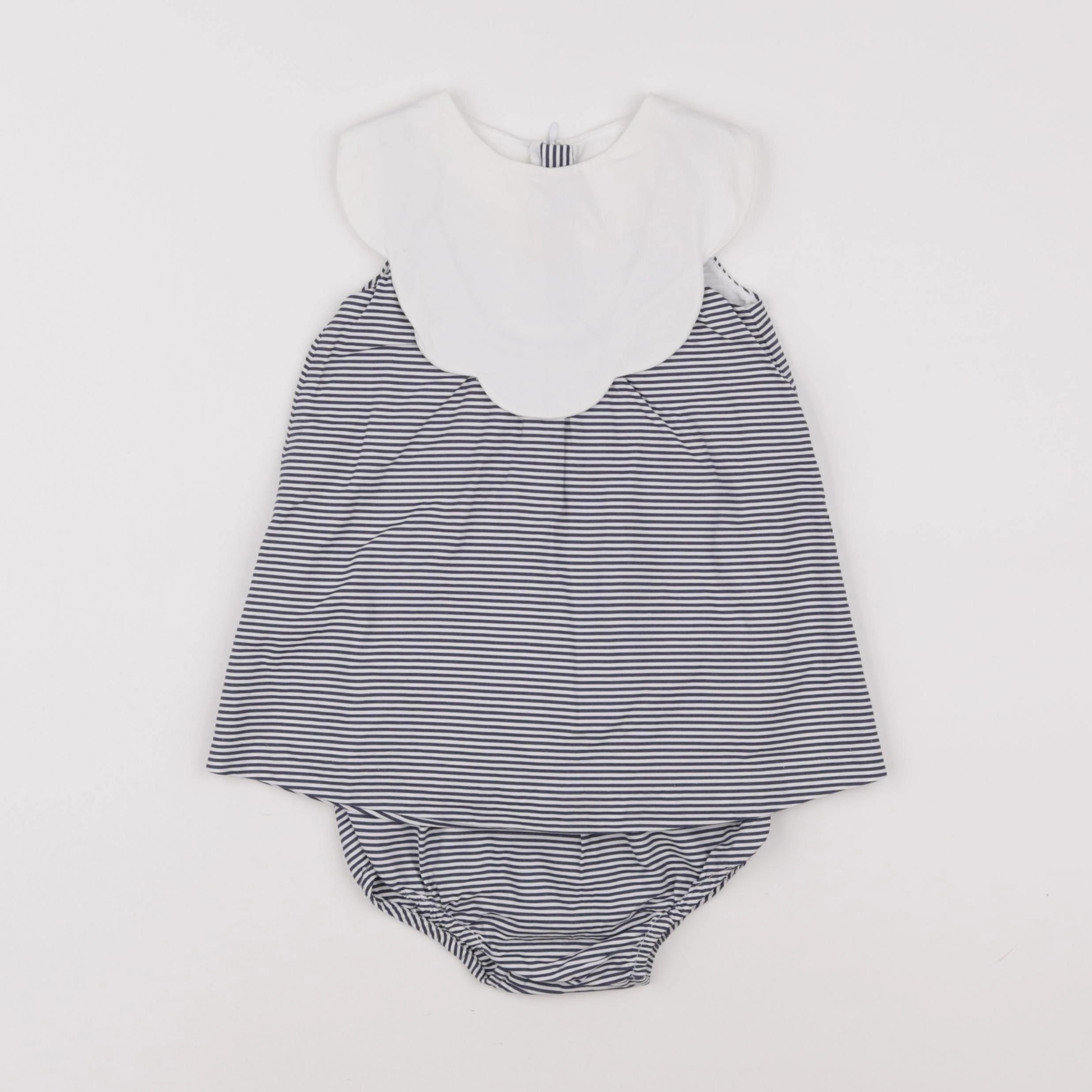 Jacadi - robe blanc, bleu - 18 mois