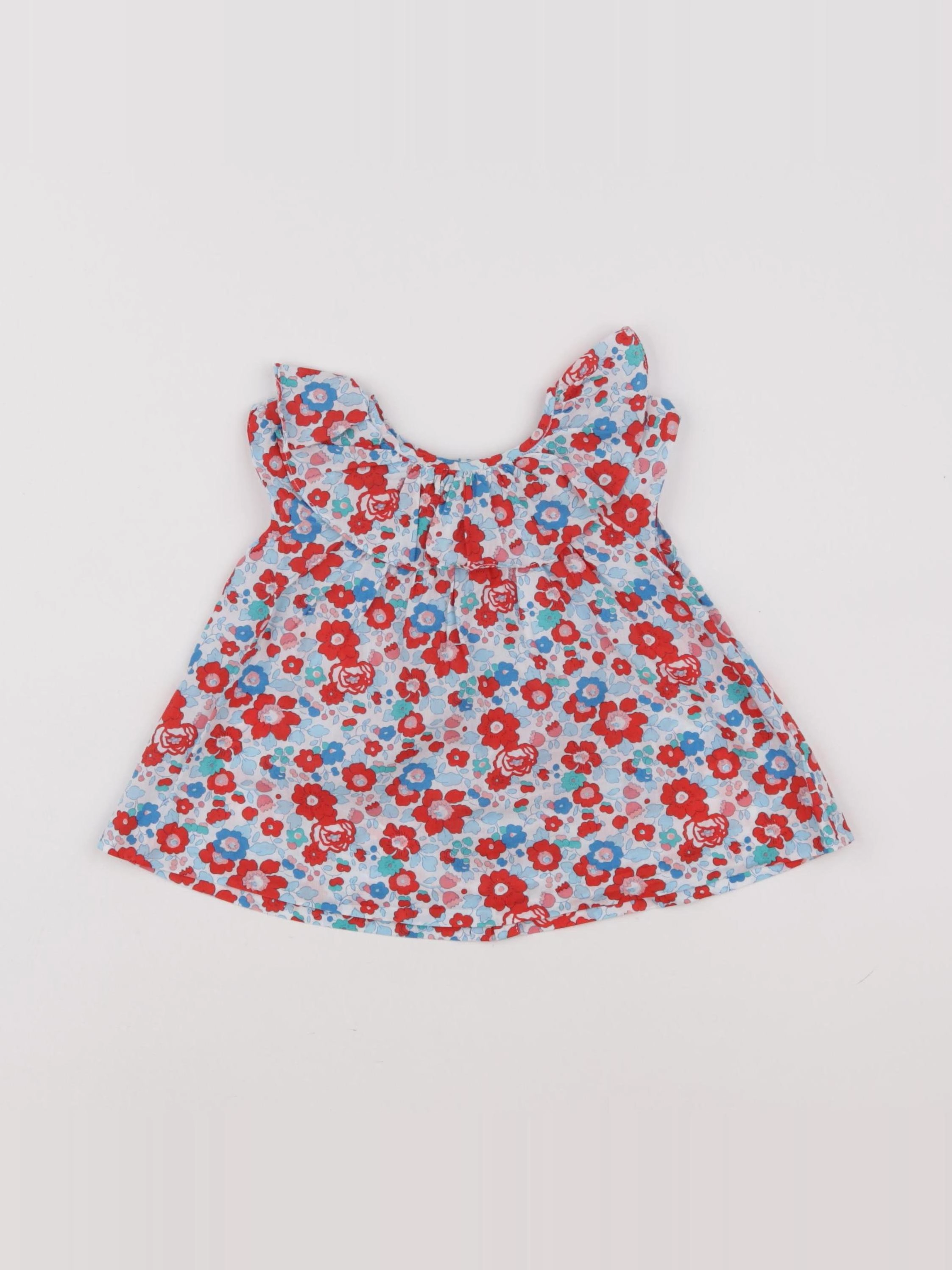 Jacadi - blouse liberty bleu, rouge - 18 mois