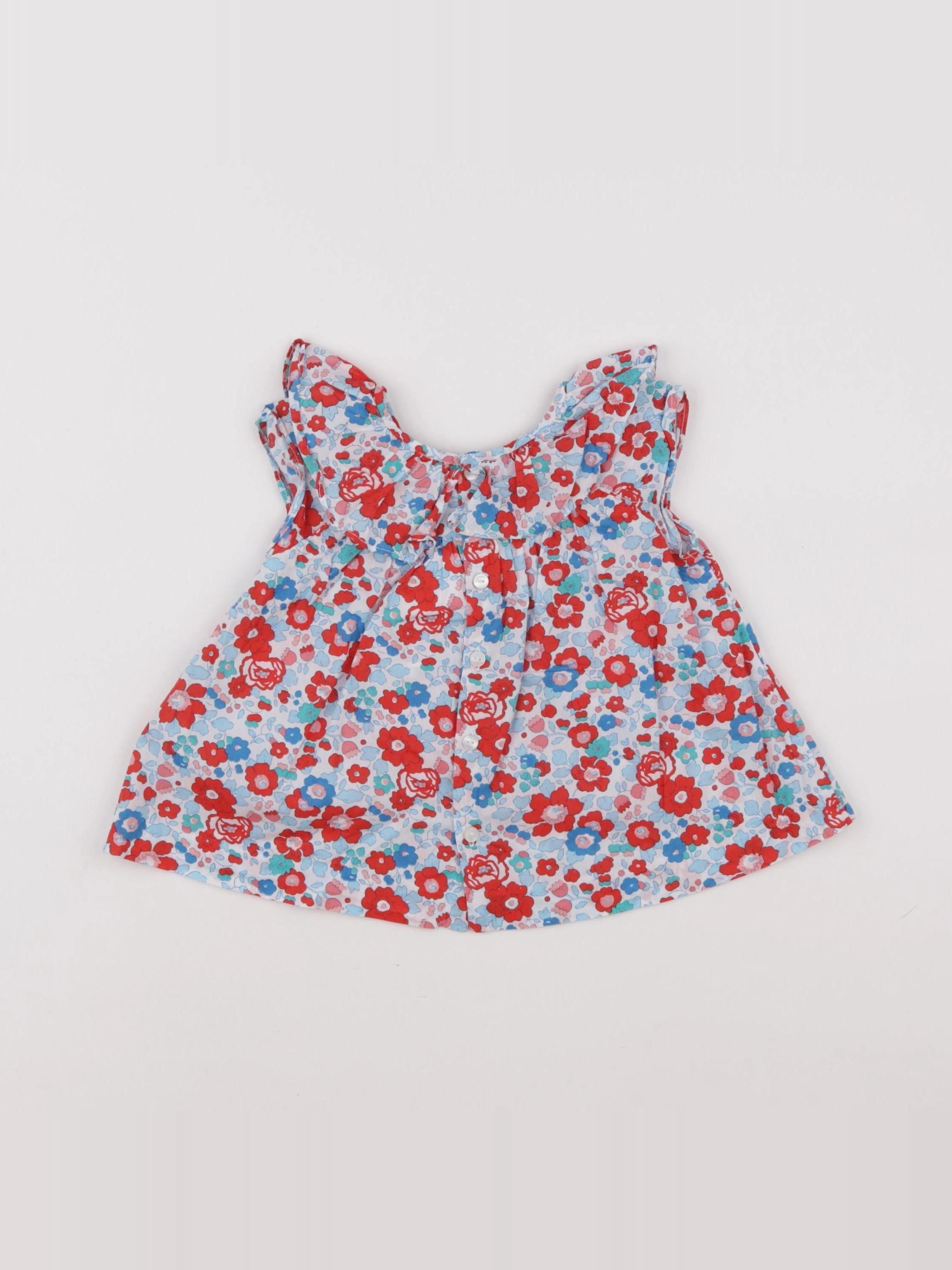 Jacadi - blouse liberty bleu, rouge - 18 mois