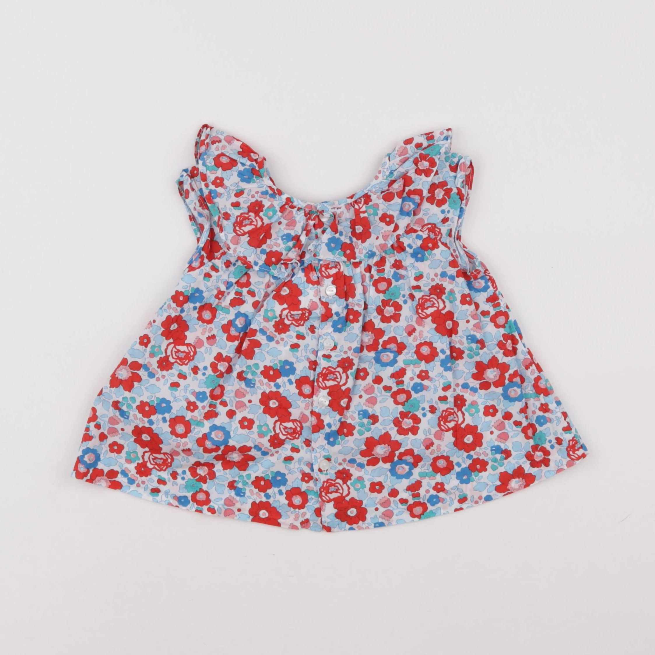 Jacadi - blouse liberty bleu, rouge - 18 mois