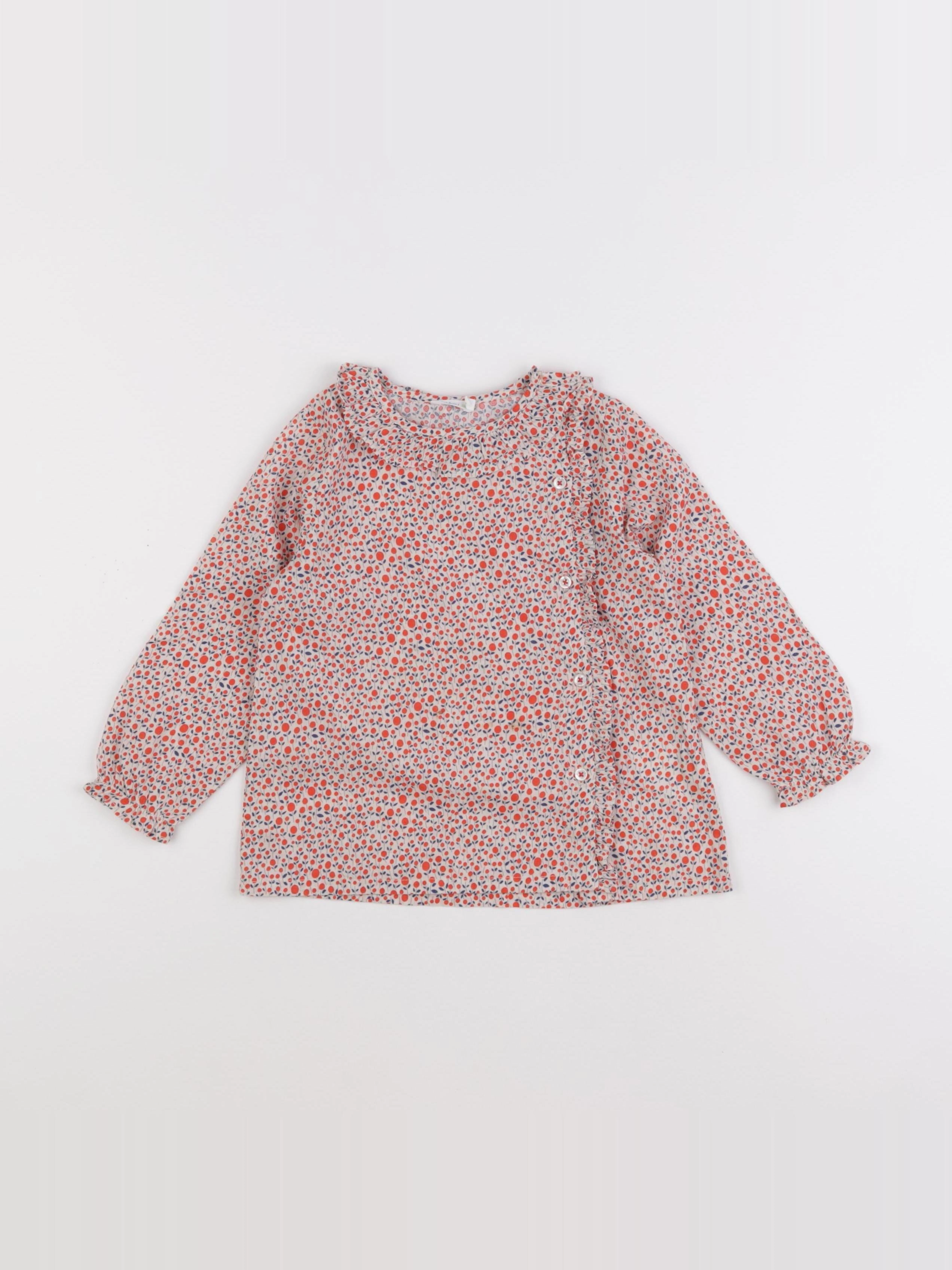 Boutchou - blouse bleu, rouge - 36 mois