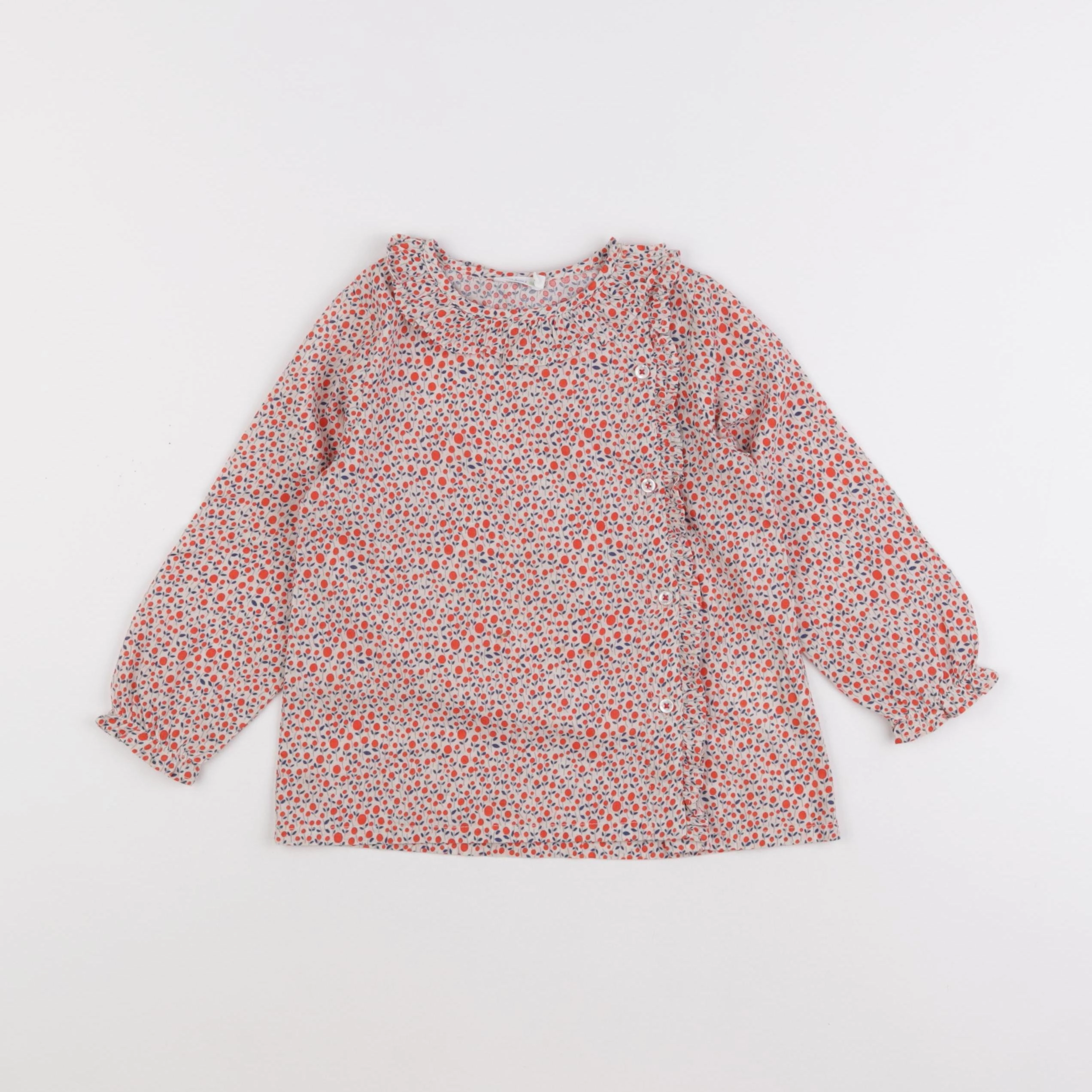 Boutchou - blouse bleu, rouge - 36 mois
