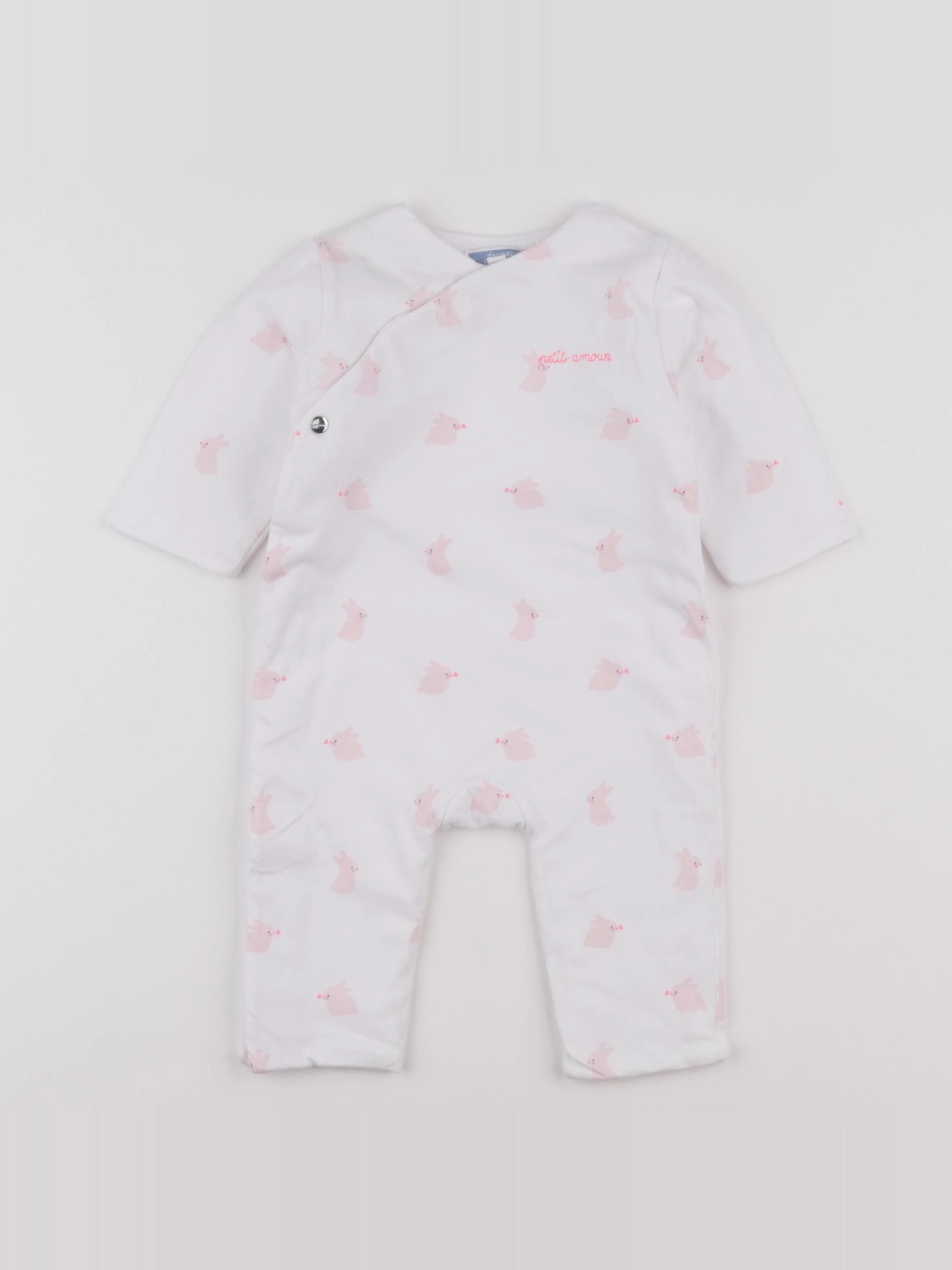 Jacadi - combinaison coton blanc, rose - 6 mois