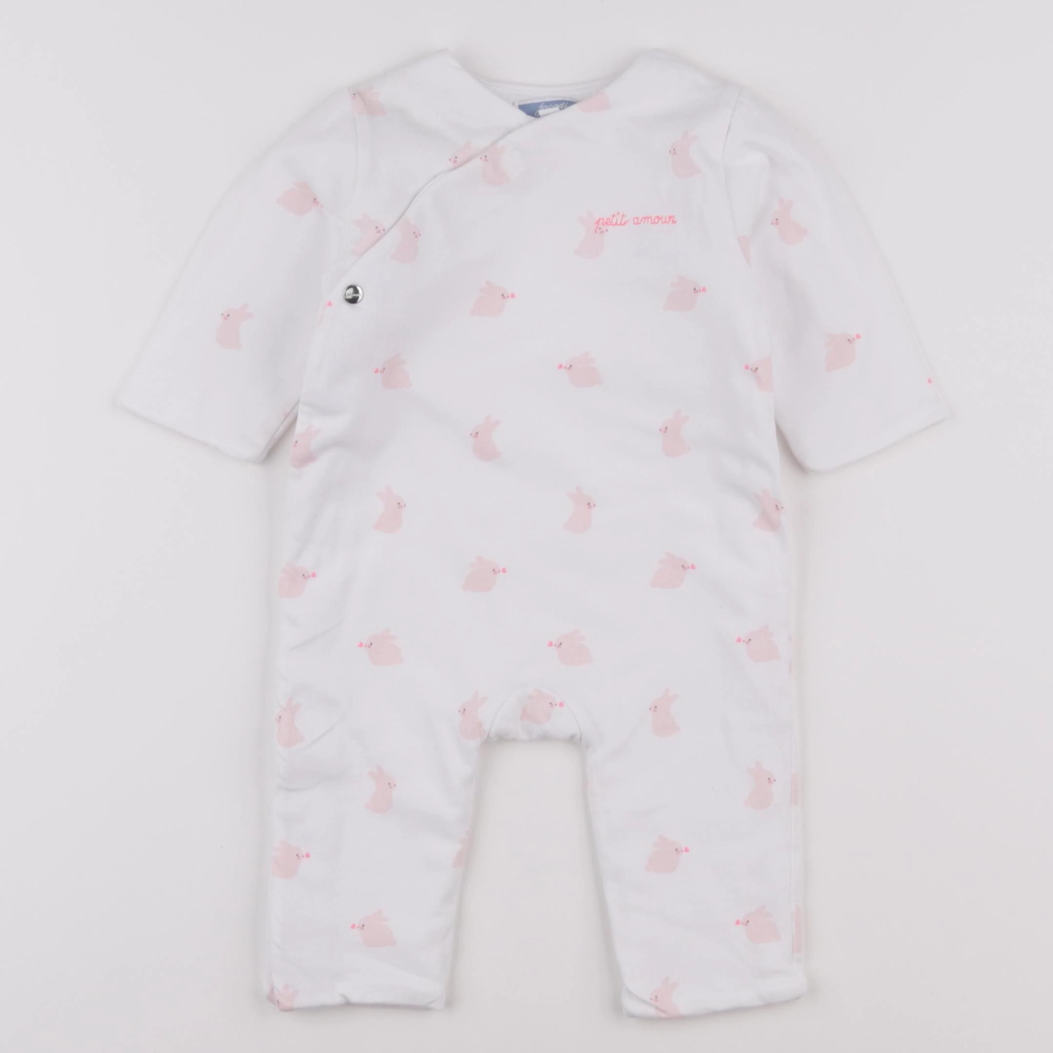 Jacadi - combinaison coton blanc, rose - 6 mois