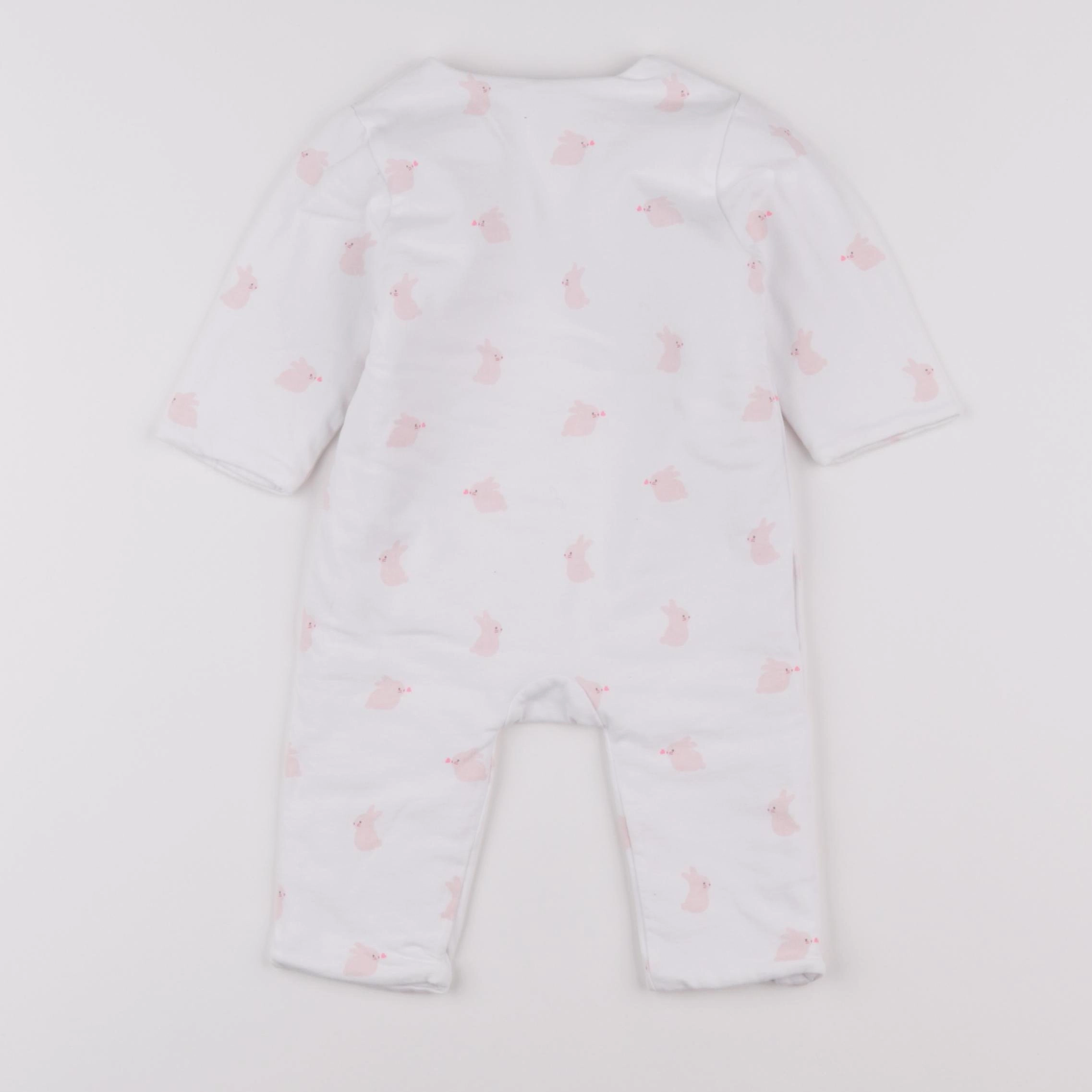 Jacadi - combinaison coton blanc, rose - 6 mois