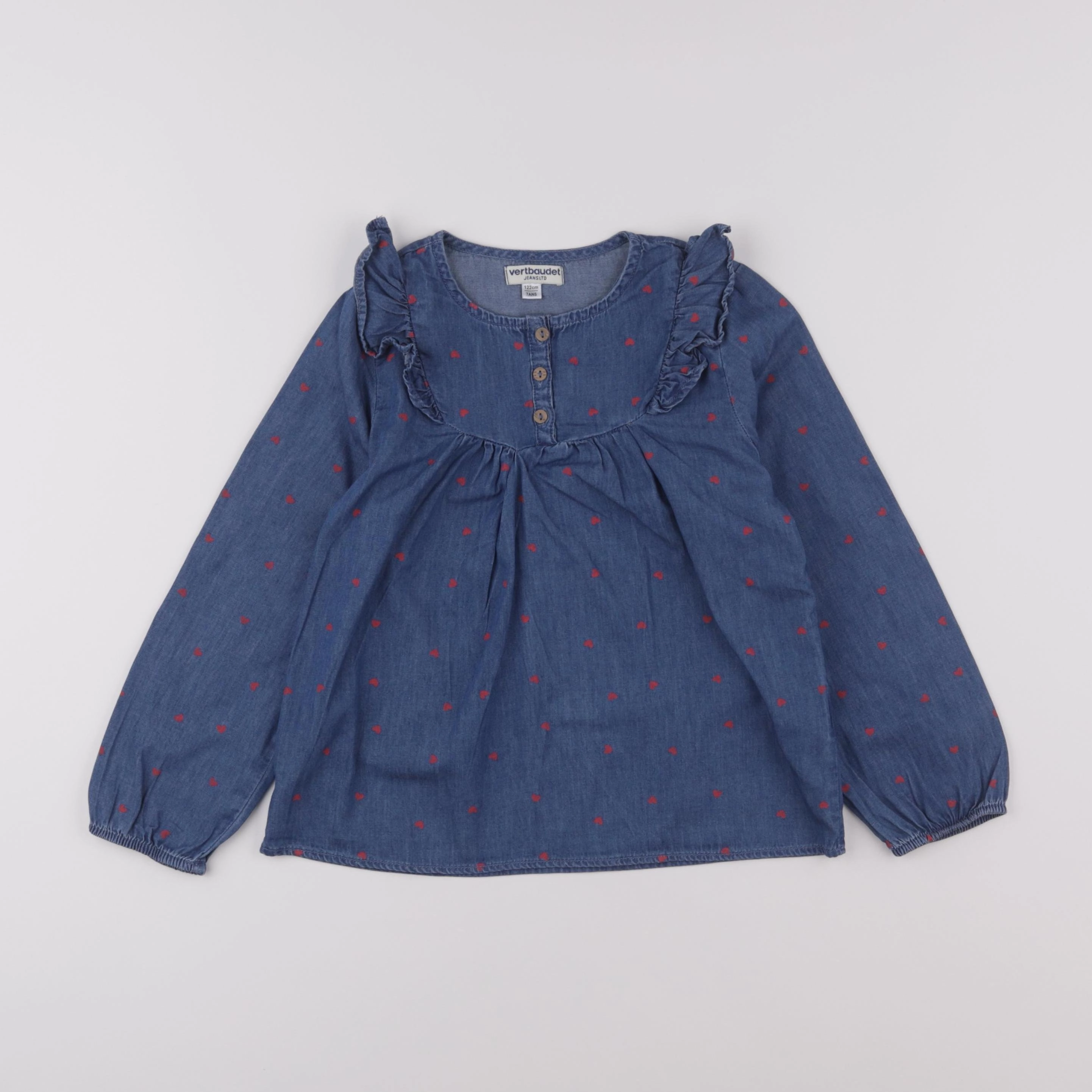 Vertbaudet - blouse bleu - 7 ans