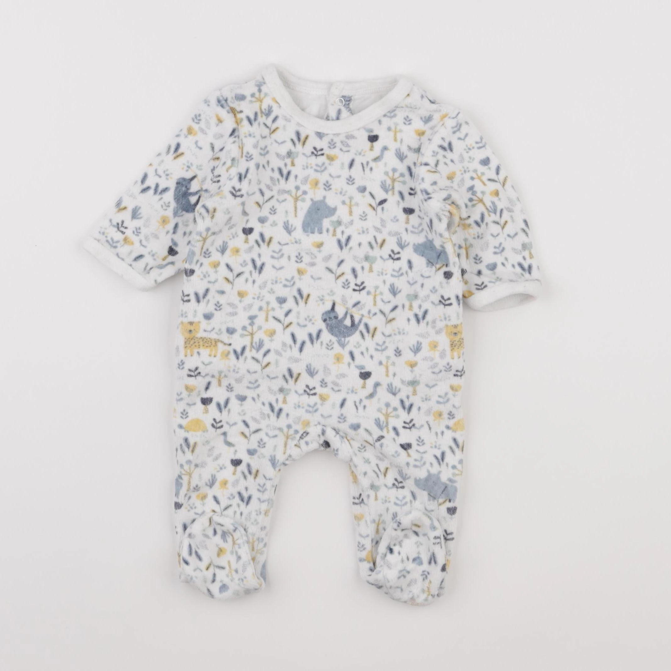 Vertbaudet - pyjama velours bleu - 1 mois