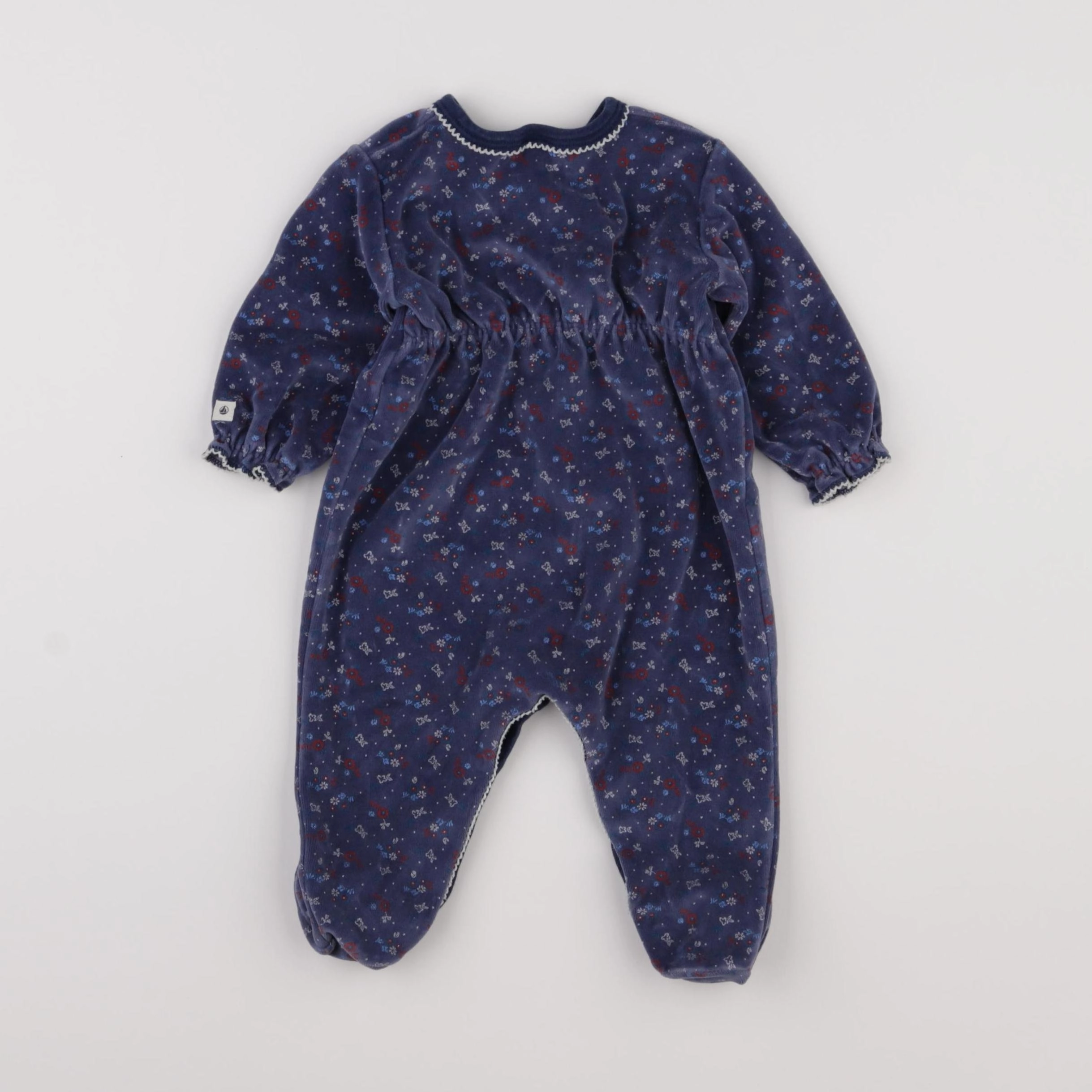 Petit Bateau - pyjama velours bleu - 6 mois