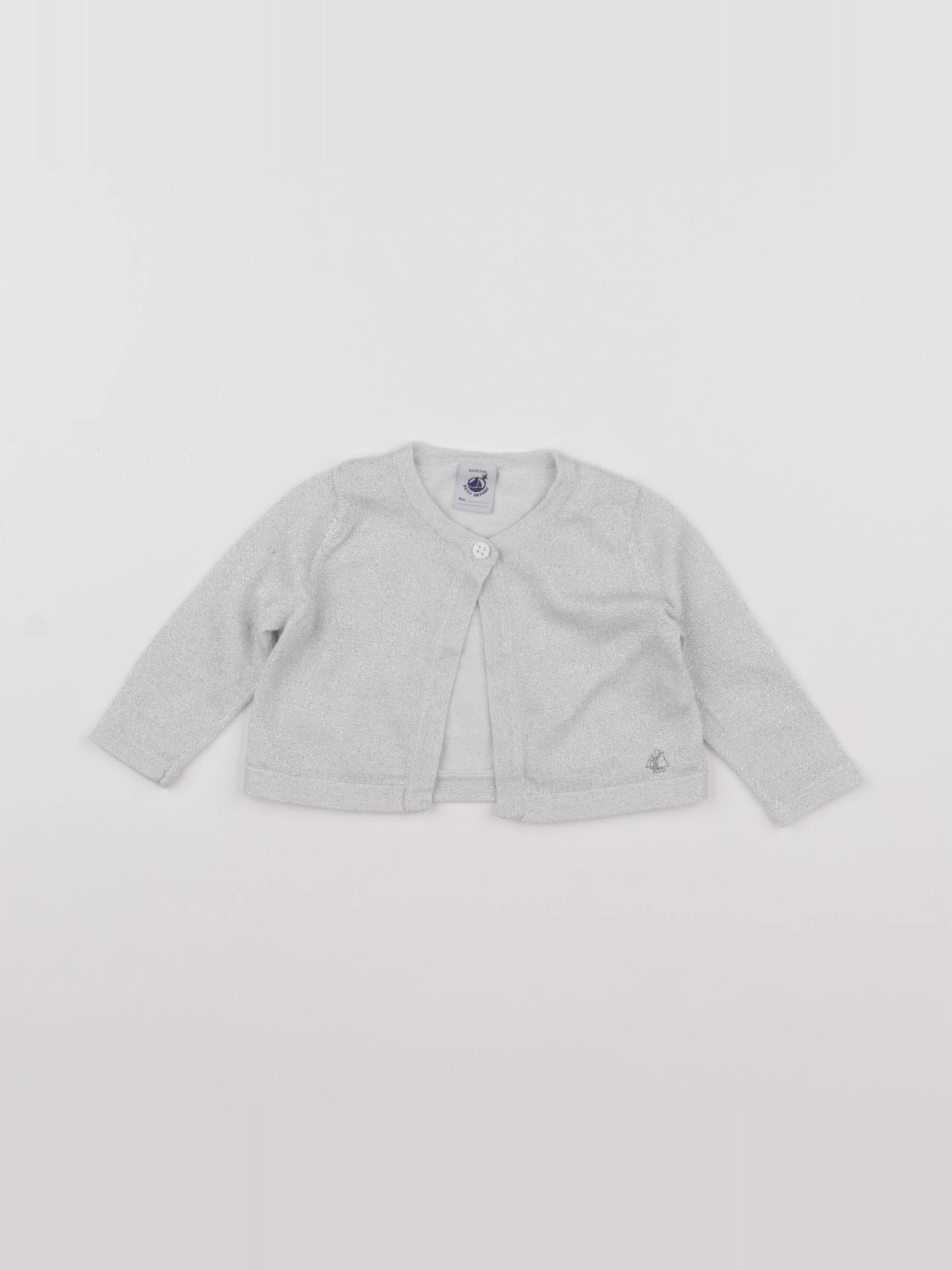 Petit Bateau - gilet gris, argent - 6 mois