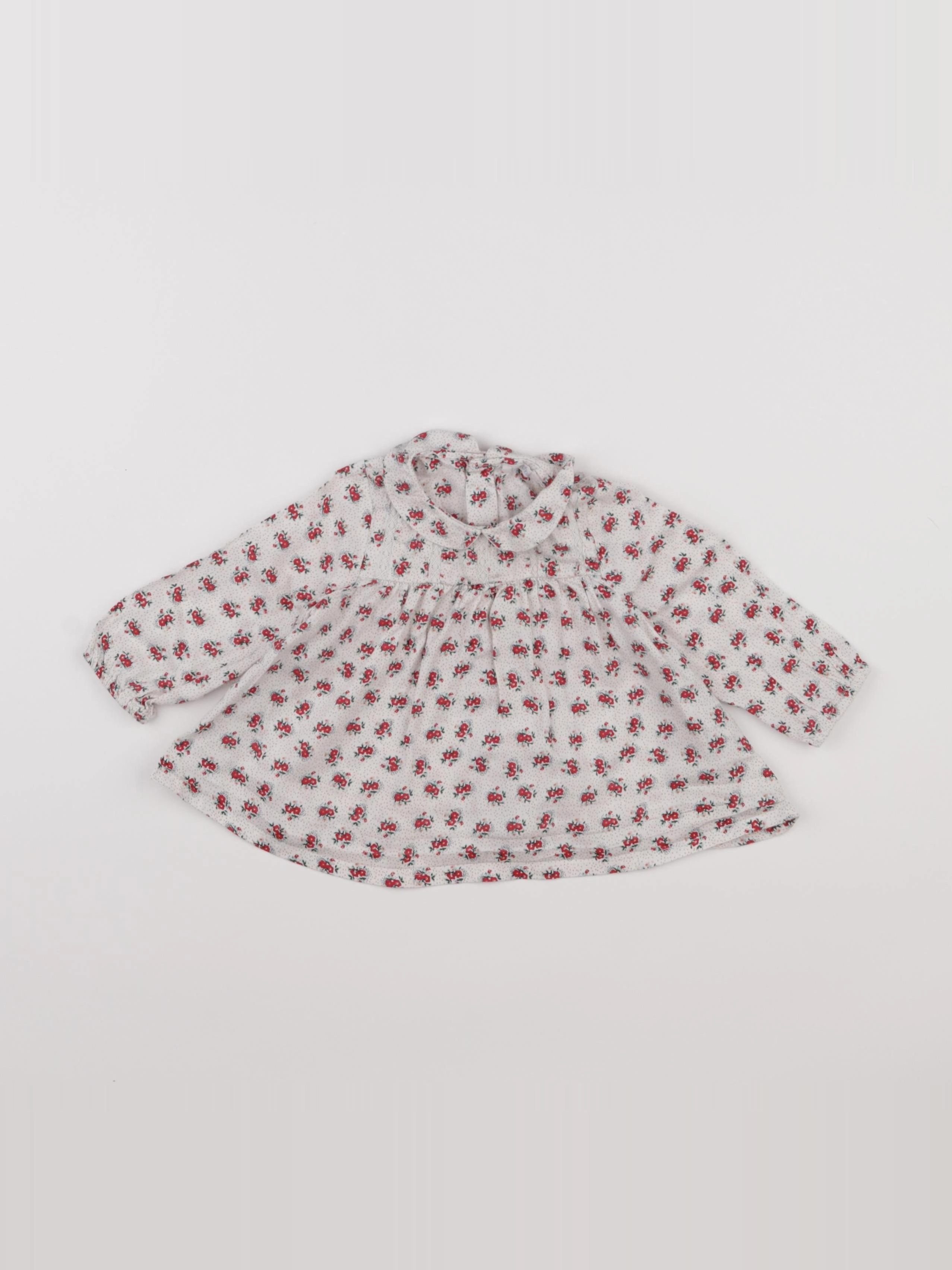 Boutchou - blouse beige, rouge - 6 mois