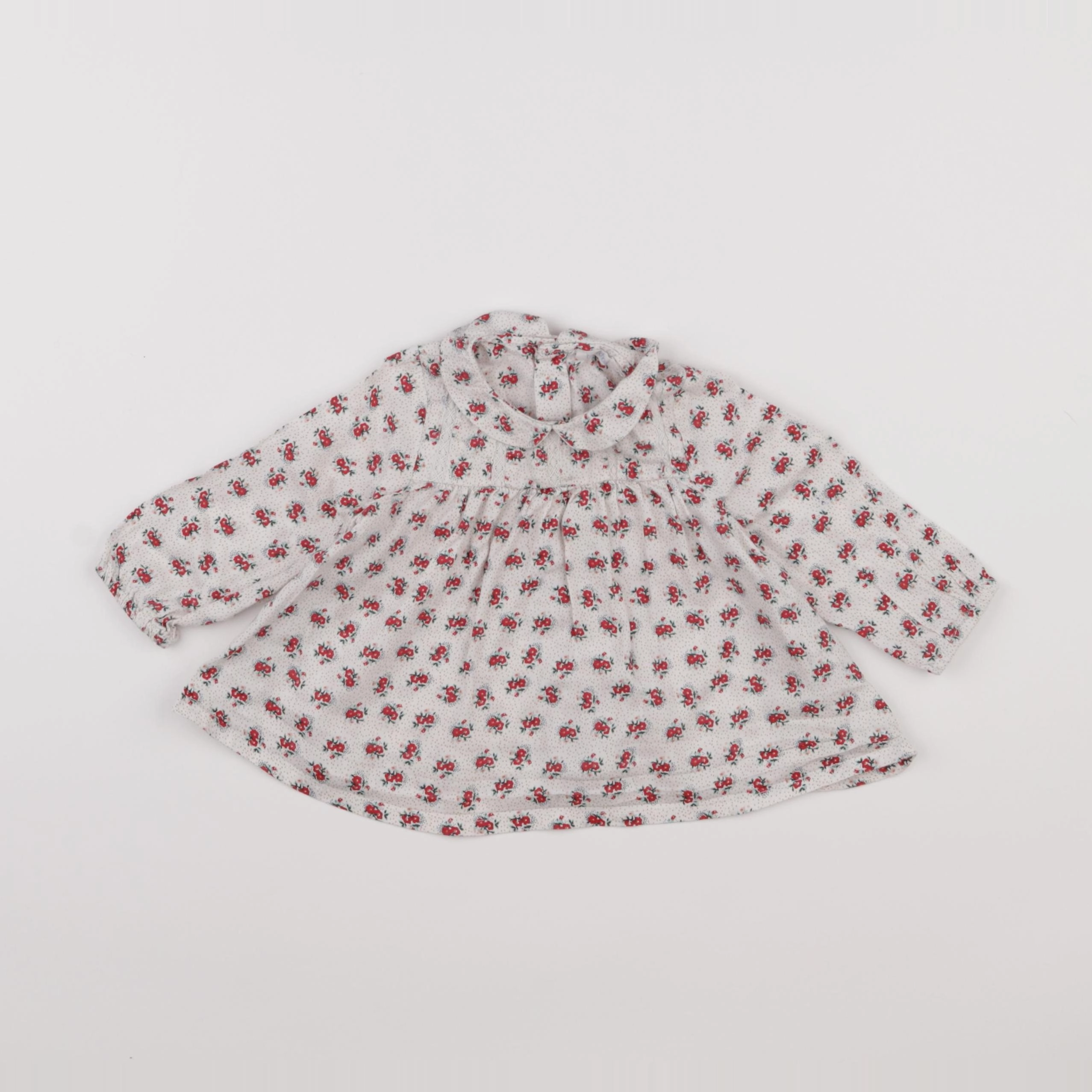 Boutchou - blouse beige, rouge - 6 mois
