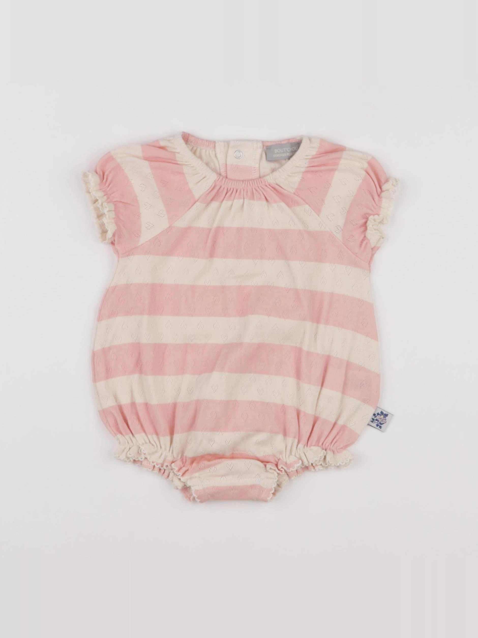Boutchou - combinaison beige, rose - 6 mois