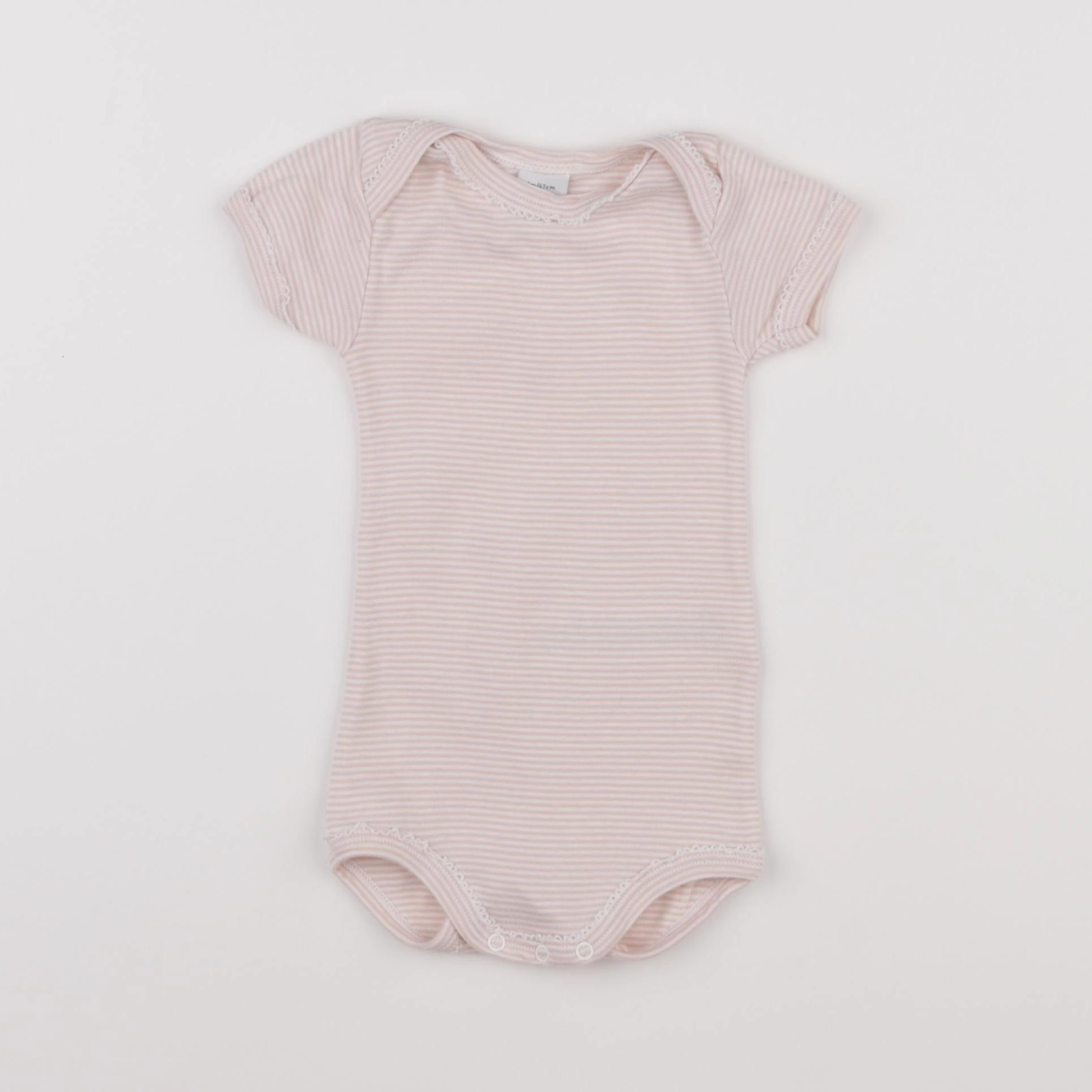 Petit Bateau - body blanc, rose - 6 mois