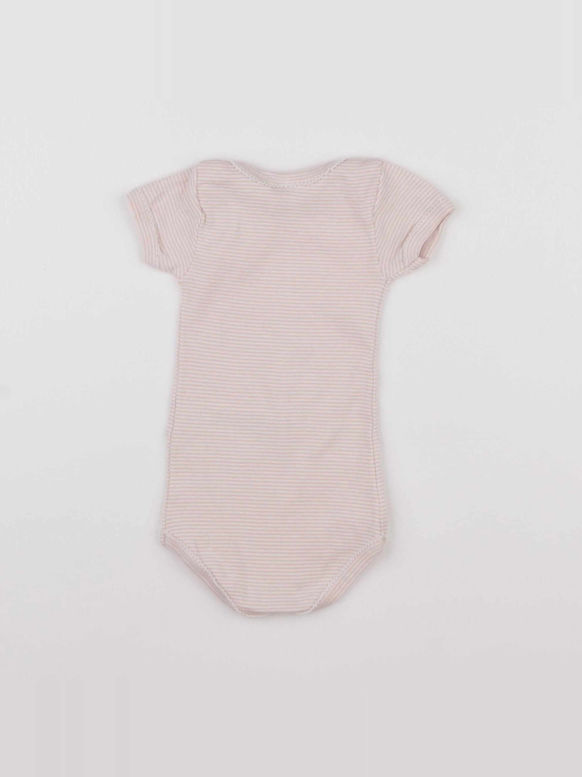 Petit Bateau - body blanc, rose - 6 mois
