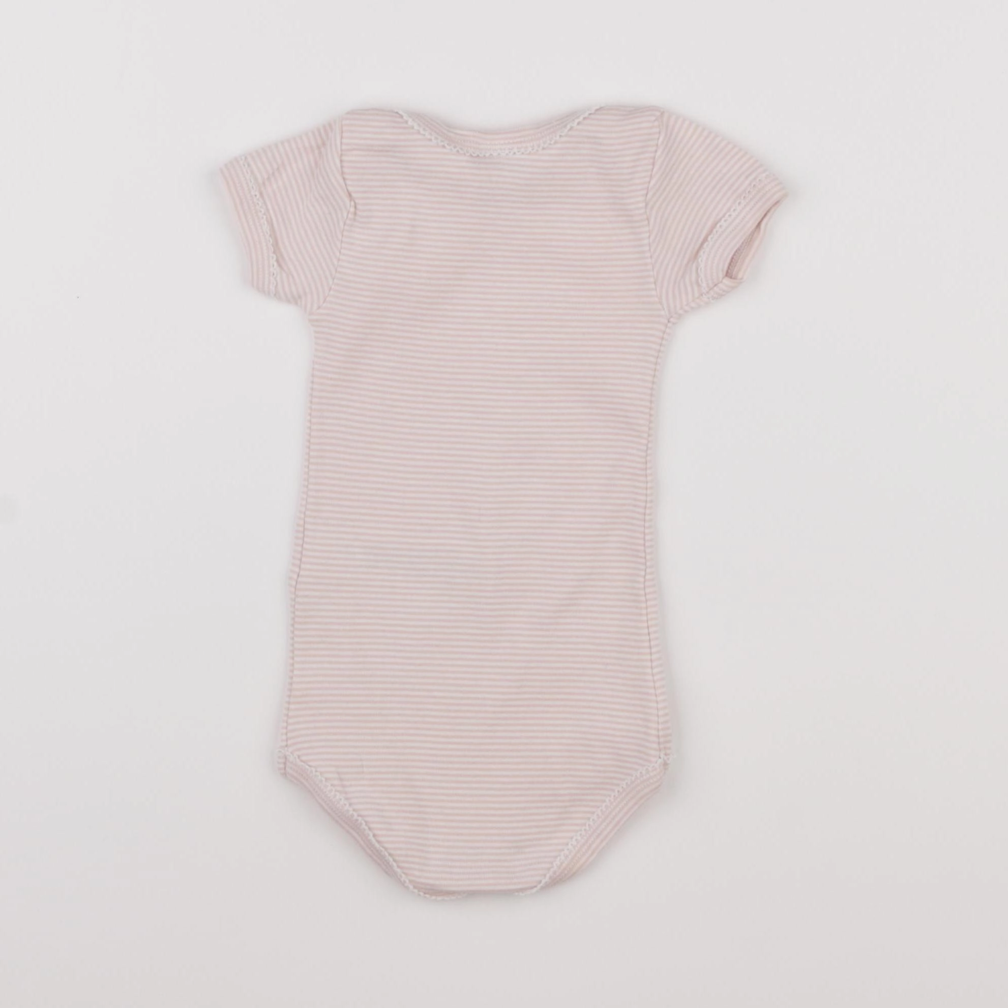 Petit Bateau - body blanc, rose - 6 mois