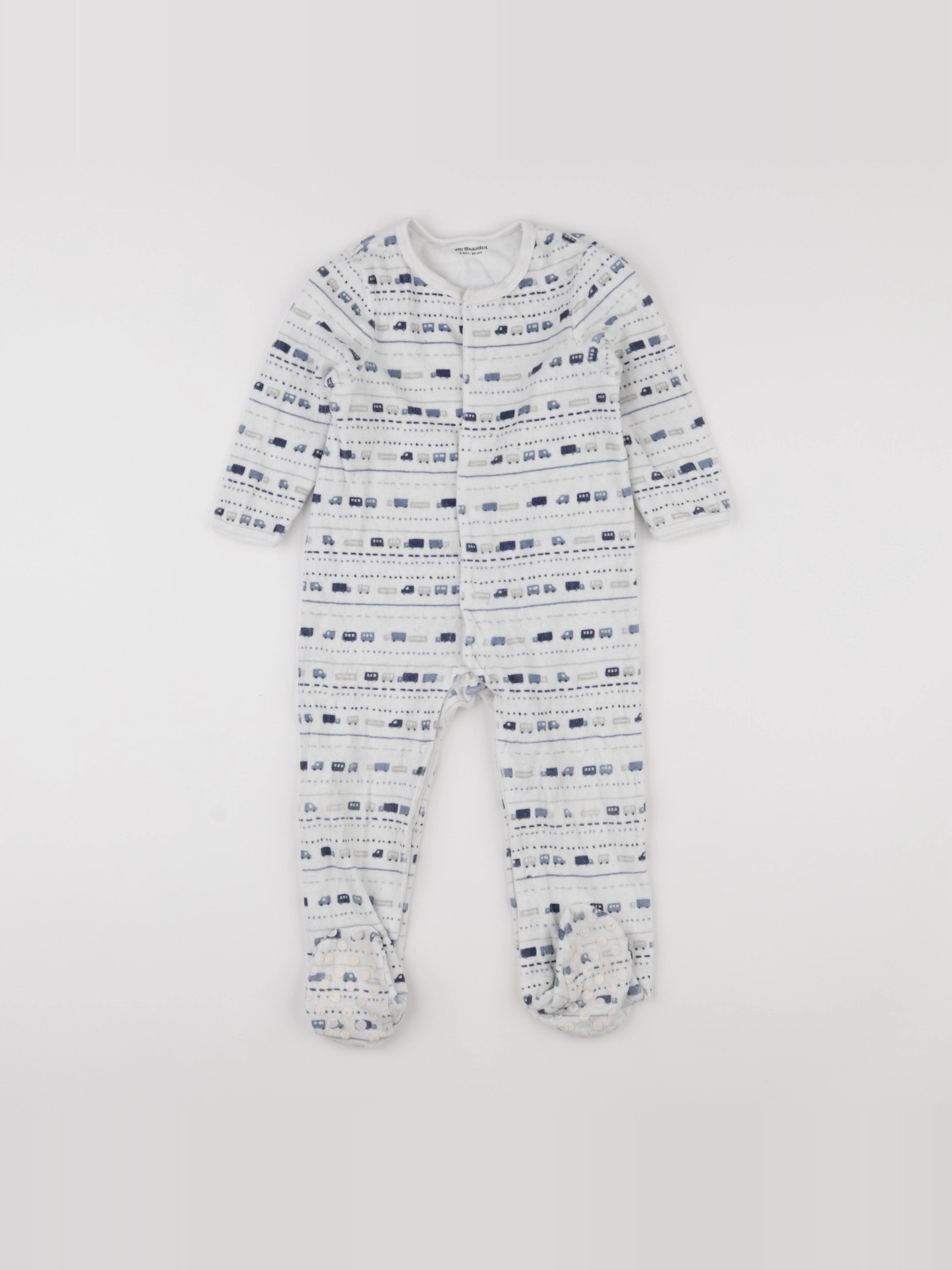 Vertbaudet - pyjama velours blanc, bleu - 2 ans