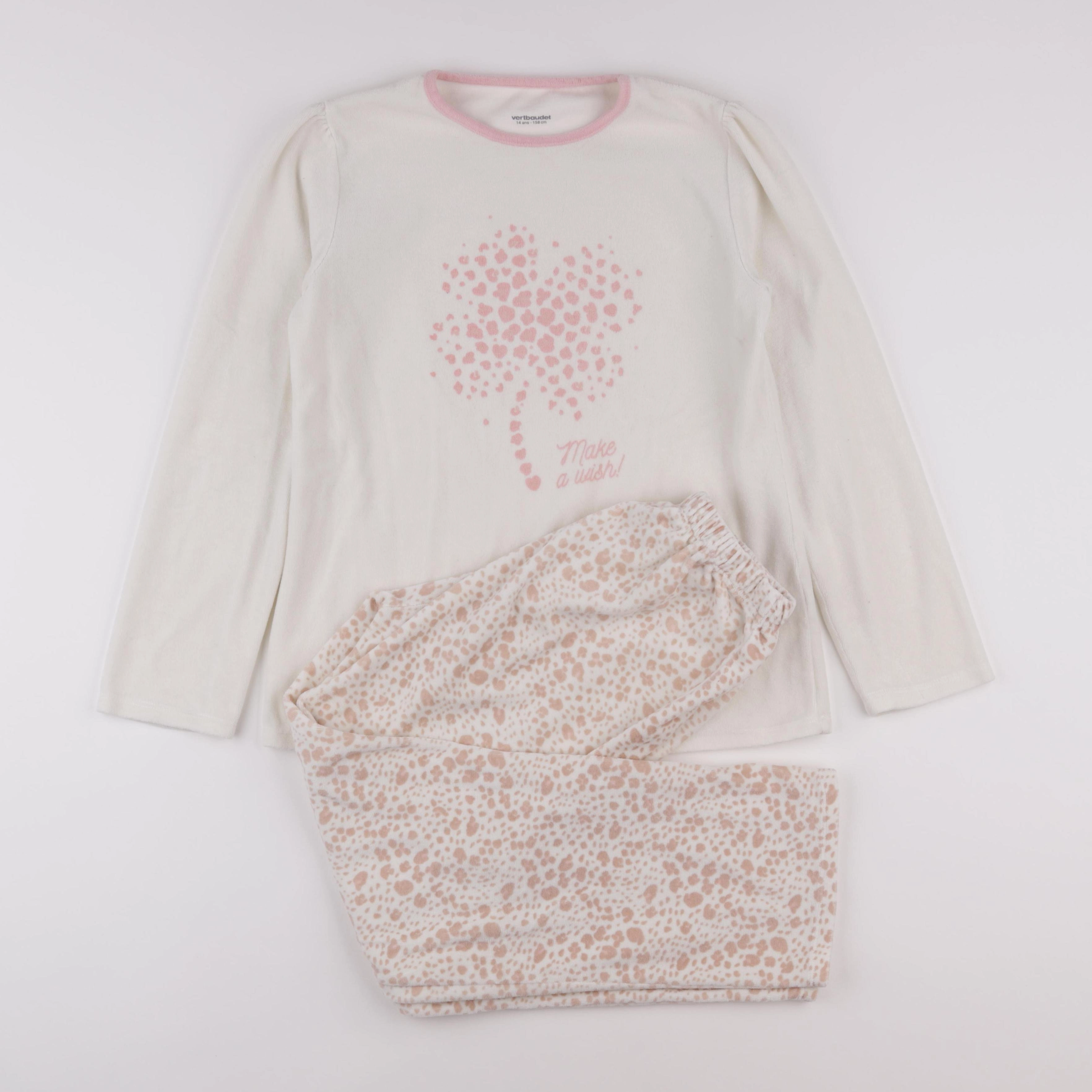 Vertbaudet - pyjama velours rose - 14 ans