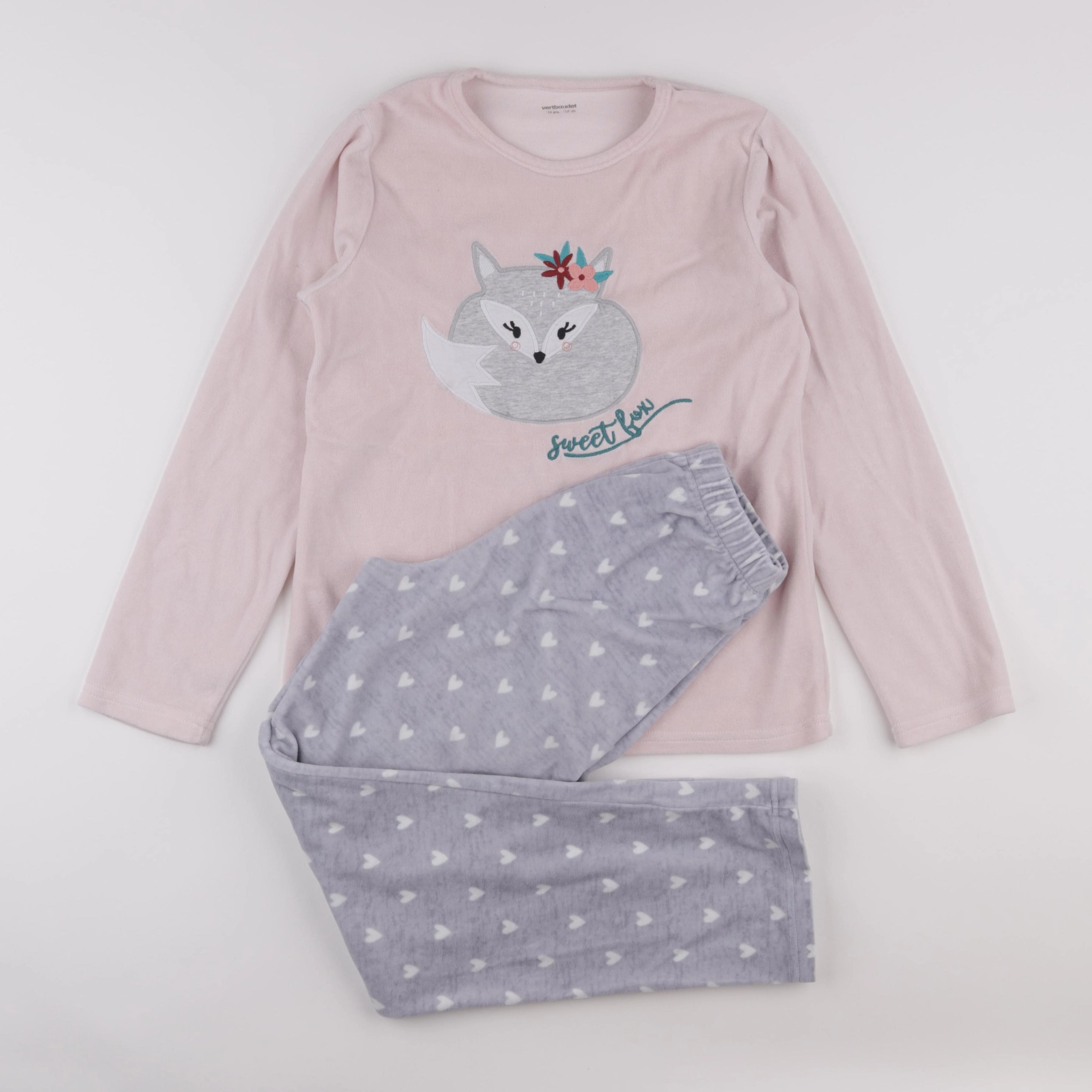 Vertbaudet - pyjama velours rose - 14 ans