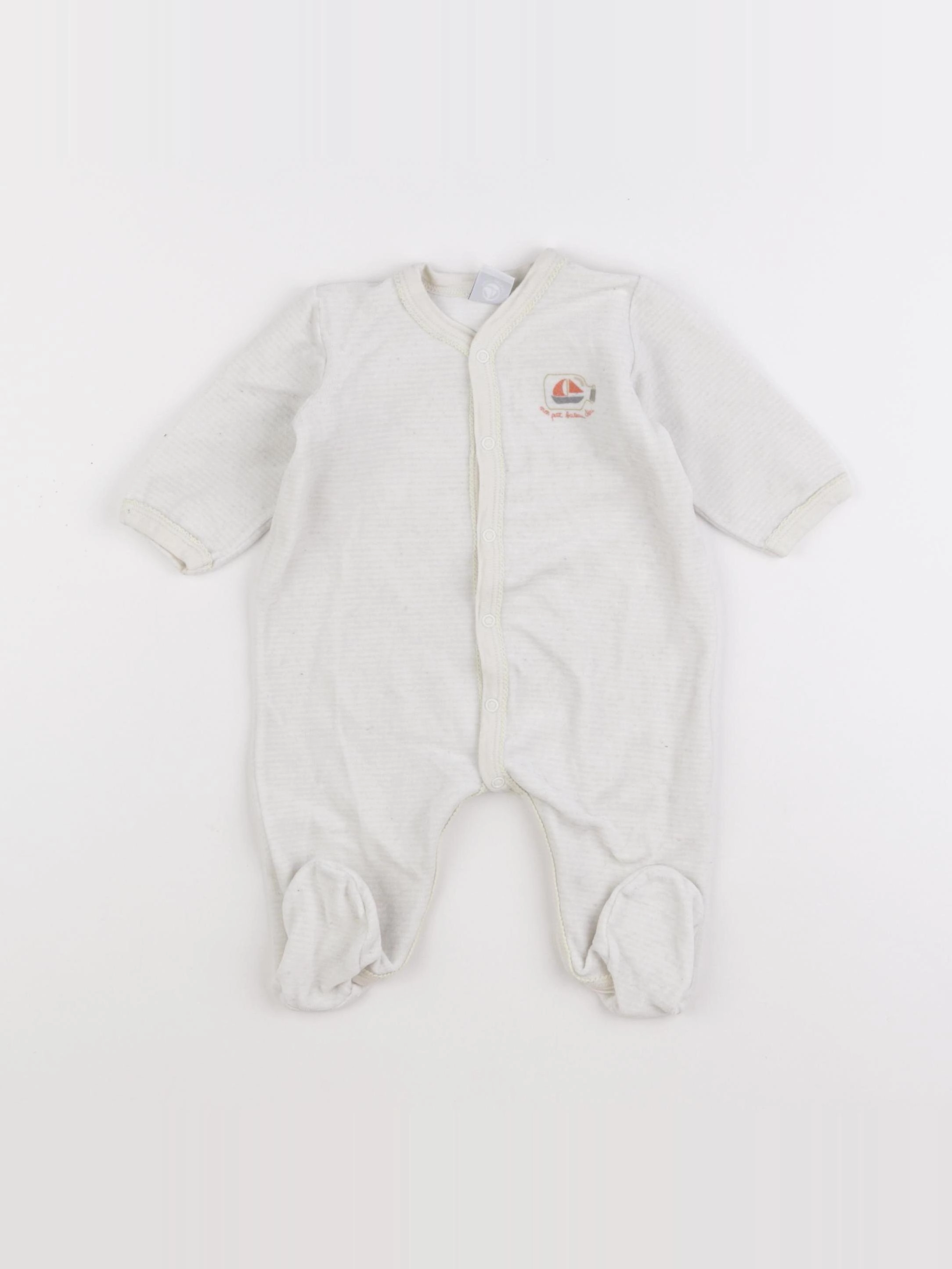 Petit Bateau - pyjama velours gris - 6 mois
