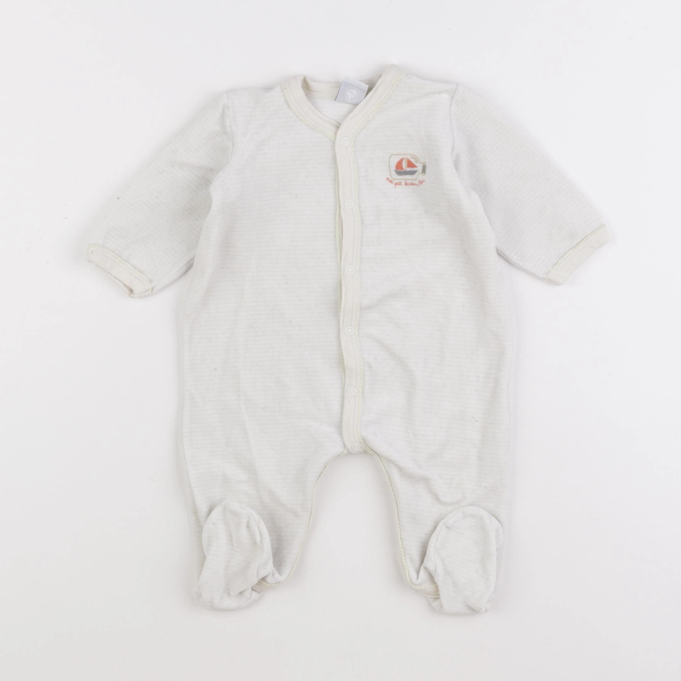 Petit Bateau - pyjama velours gris - 6 mois