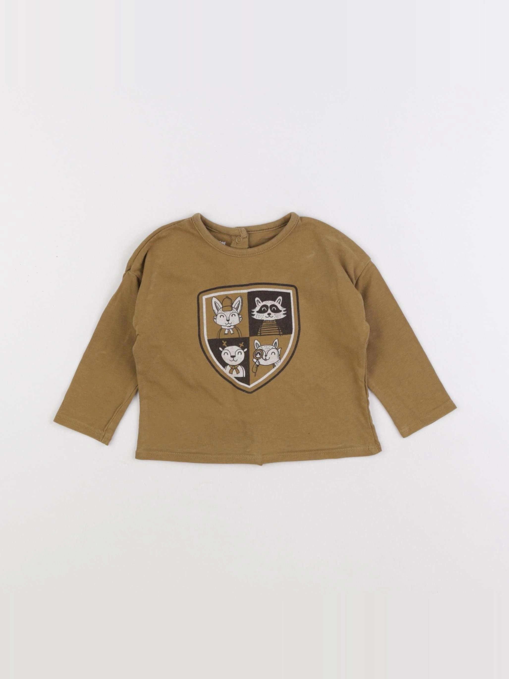 Vertbaudet - tee-shirt marron - 6 mois