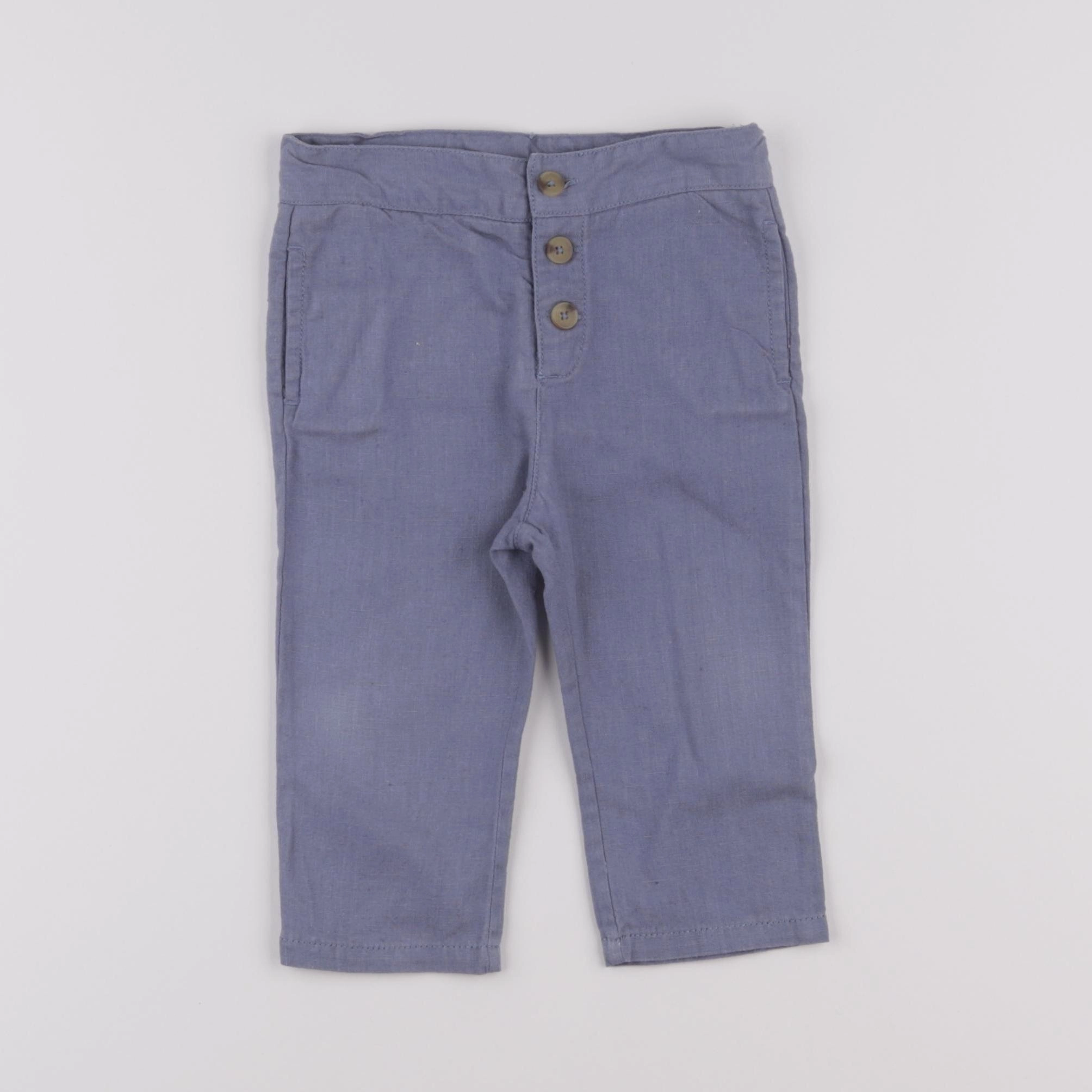 Natalys - pantalon bleu - 12 mois
