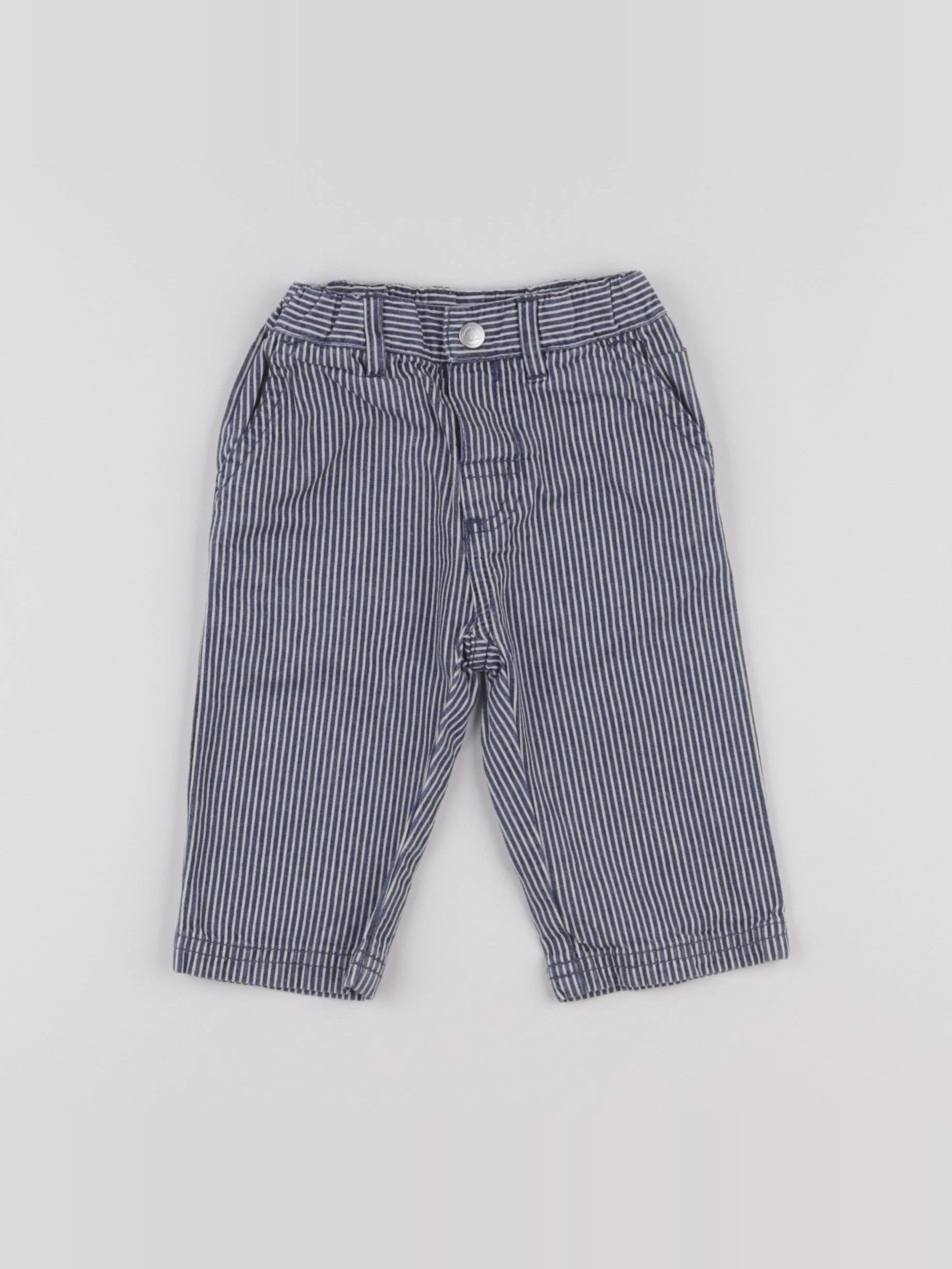 Petit Bateau - pantalon bleu, blanc - 6 mois