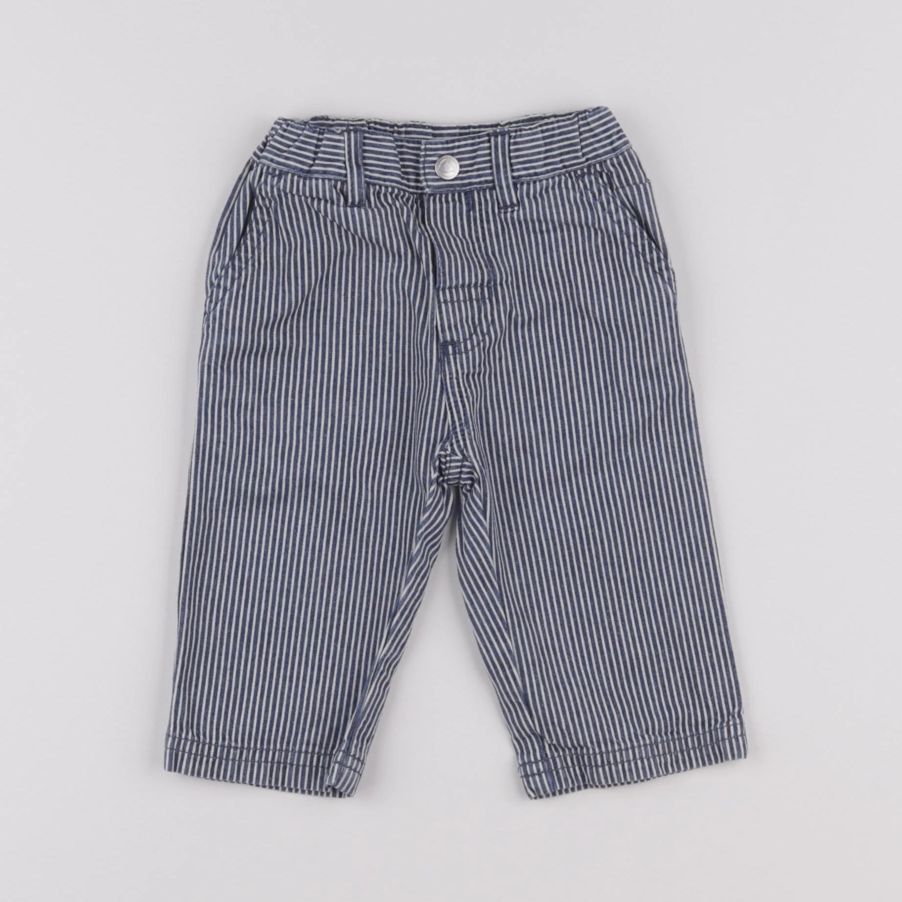 Petit Bateau - pantalon bleu, blanc - 6 mois