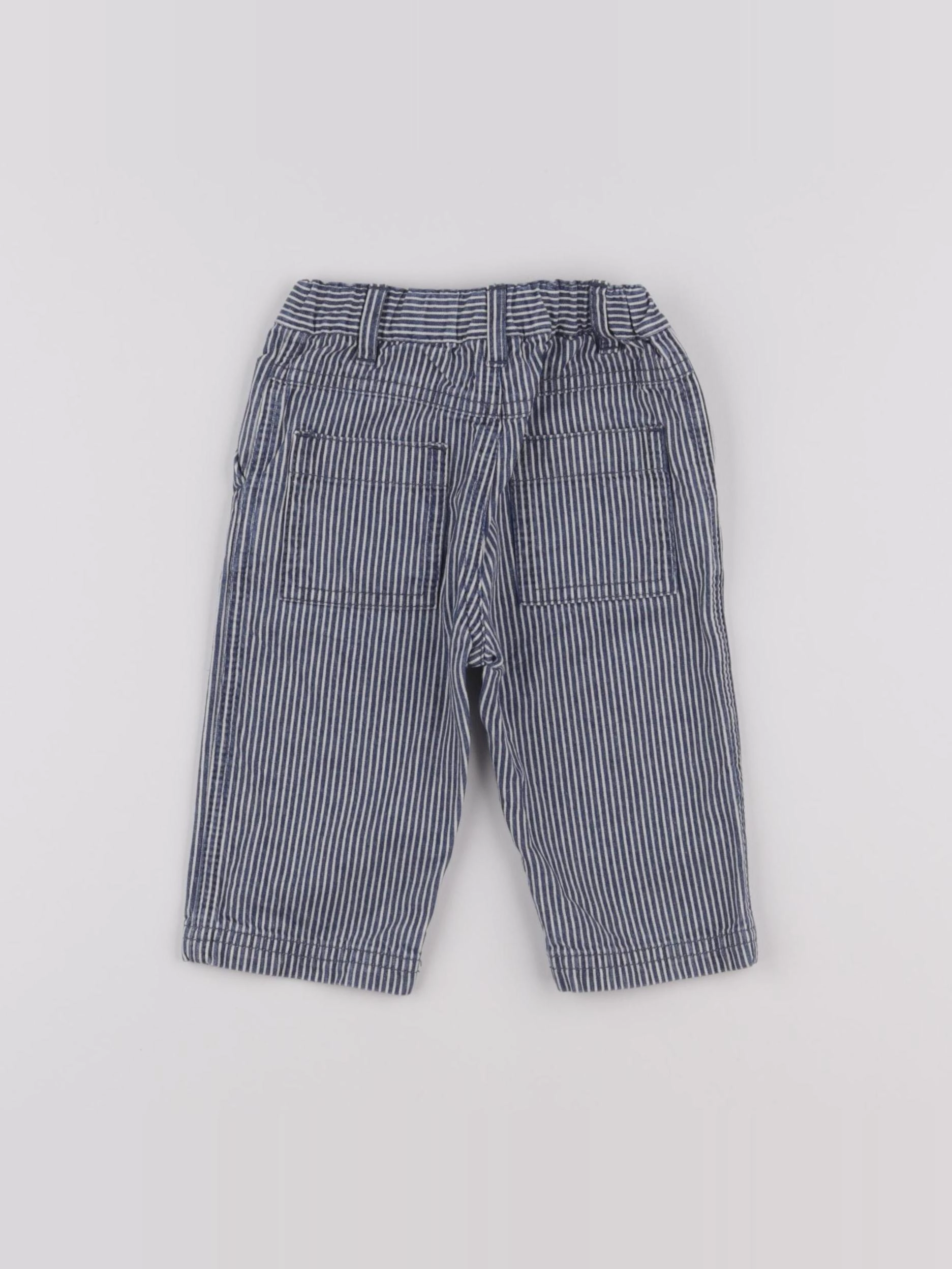 Petit Bateau - pantalon bleu, blanc - 6 mois