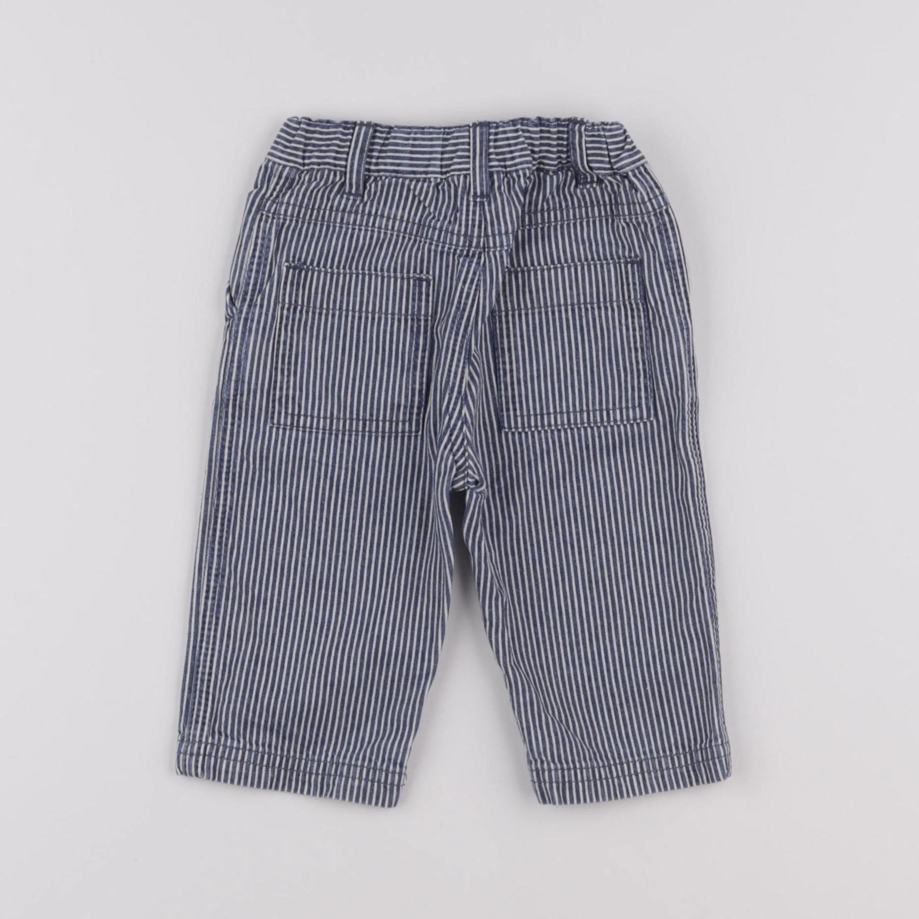 Petit Bateau - pantalon bleu, blanc - 6 mois