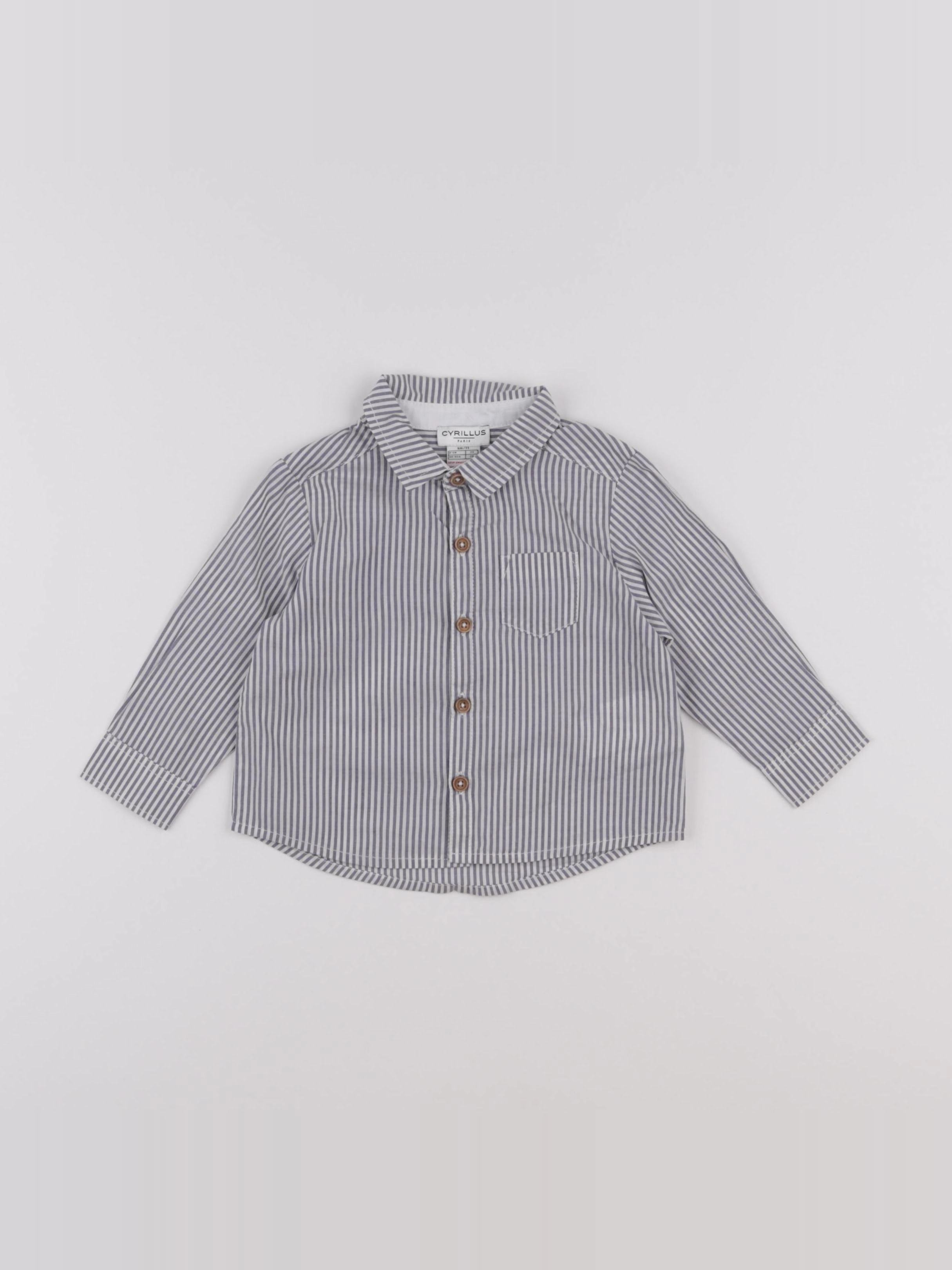 Cyrillus - chemise blanc, gris - 9 mois