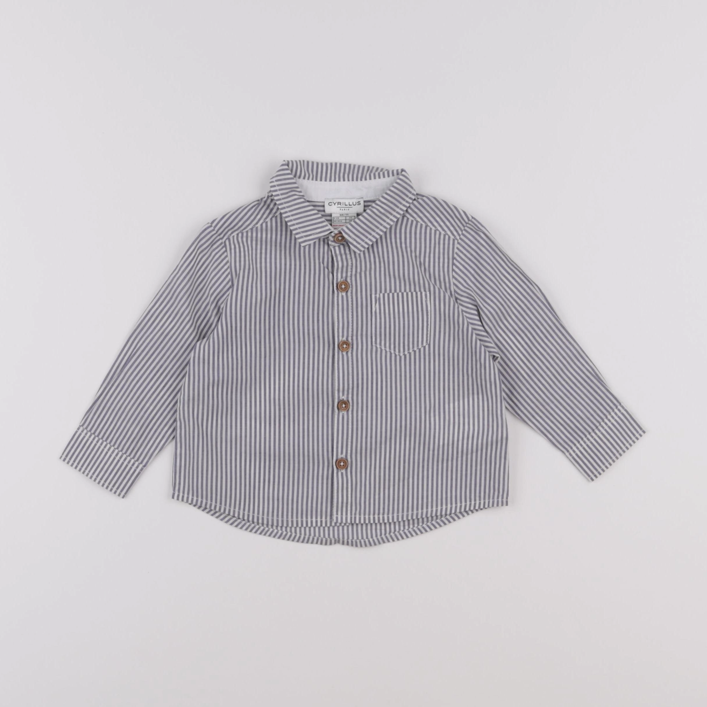 Cyrillus - chemise blanc, gris - 9 mois