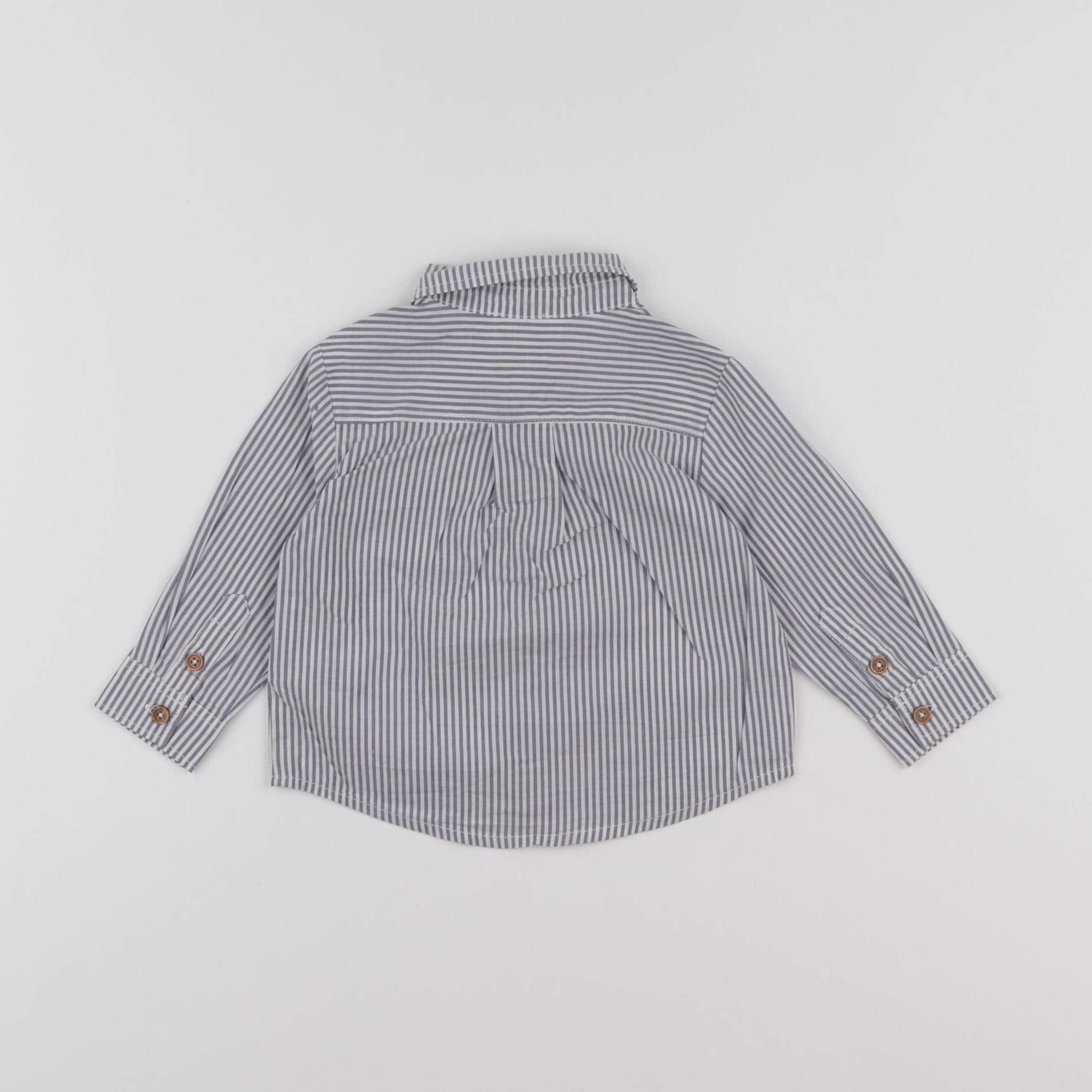 Cyrillus - chemise blanc, gris - 9 mois