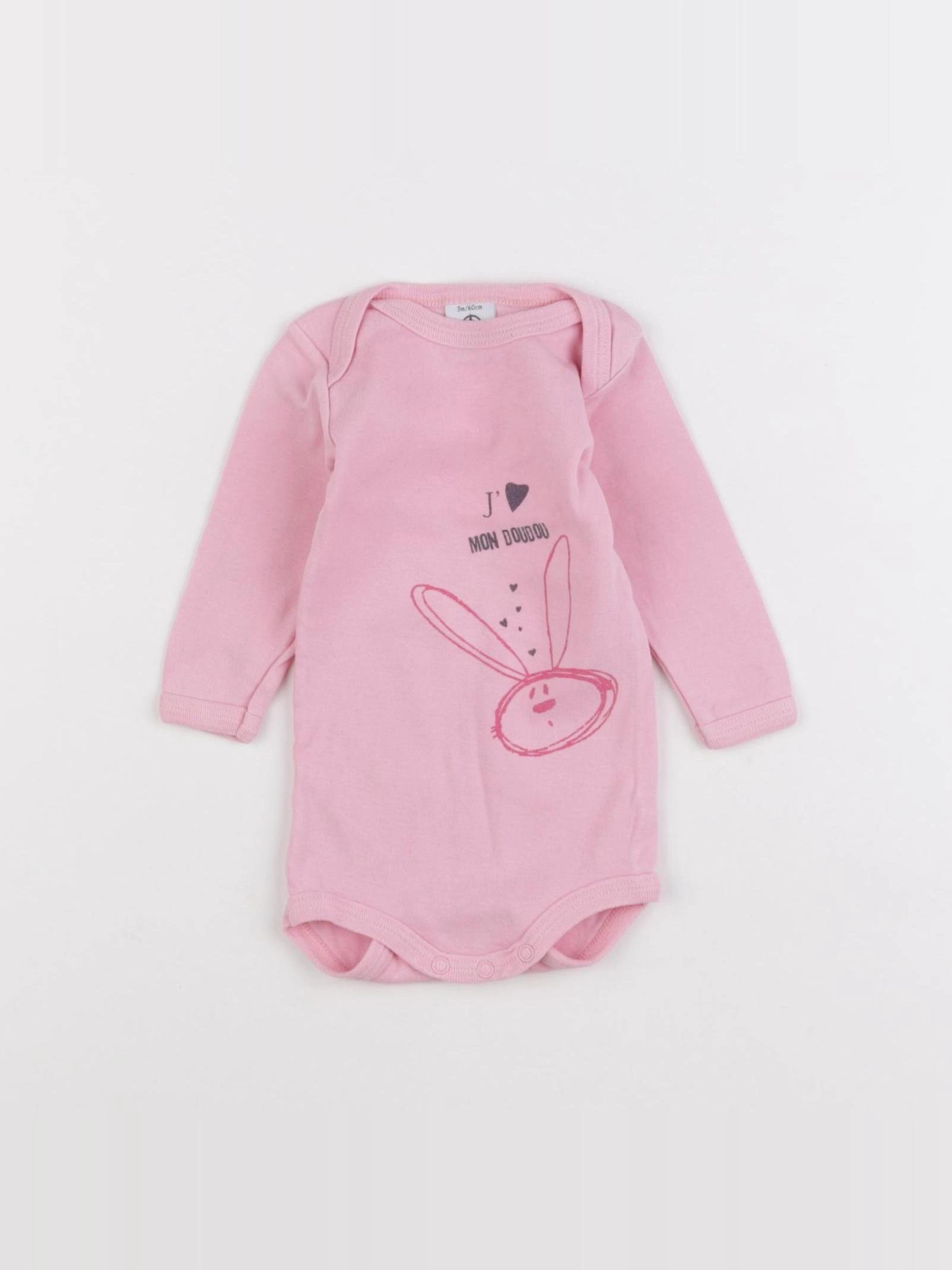 Petit Bateau - body rose - 3 mois
