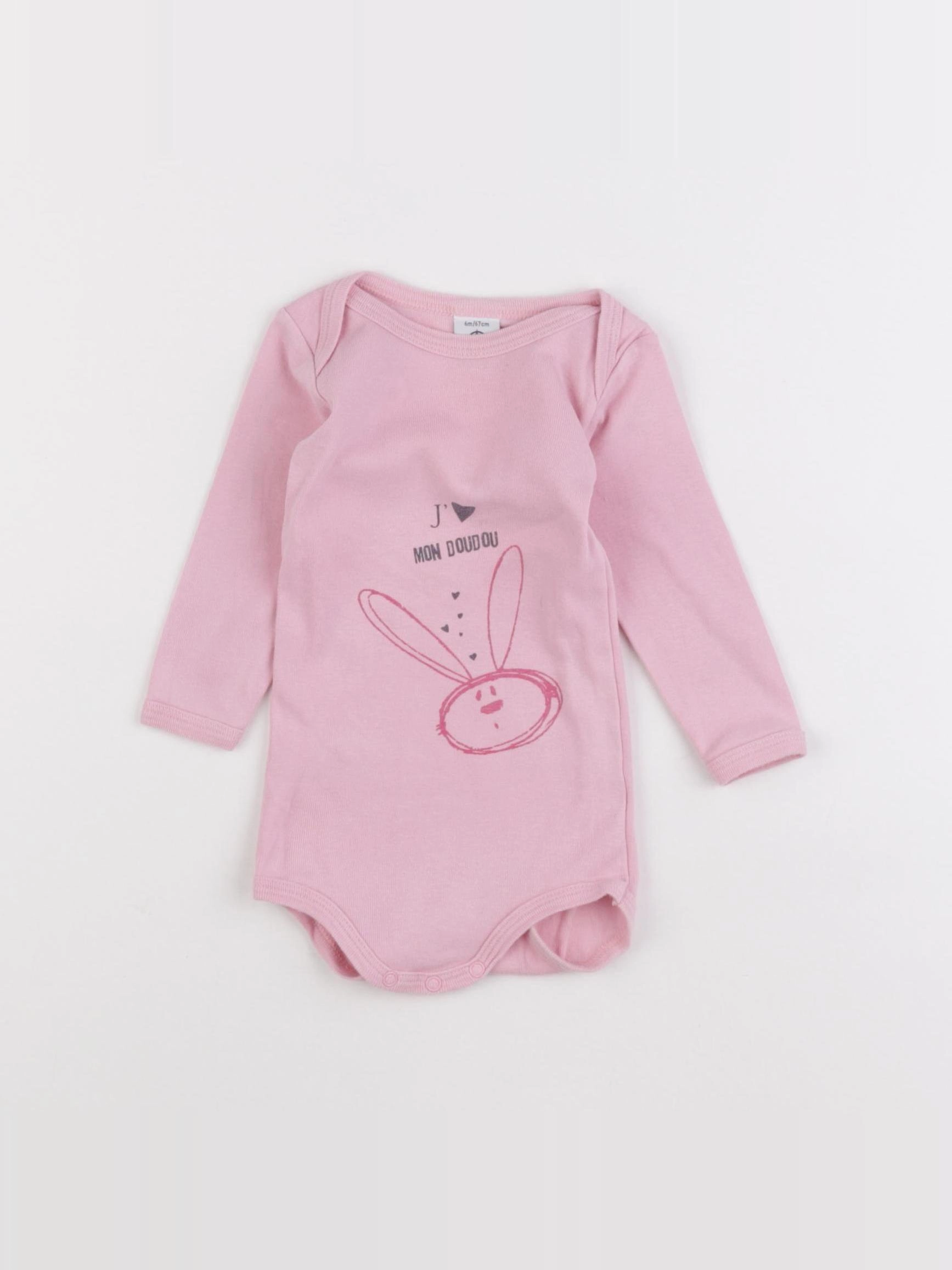 Petit Bateau - body rose - 6 mois
