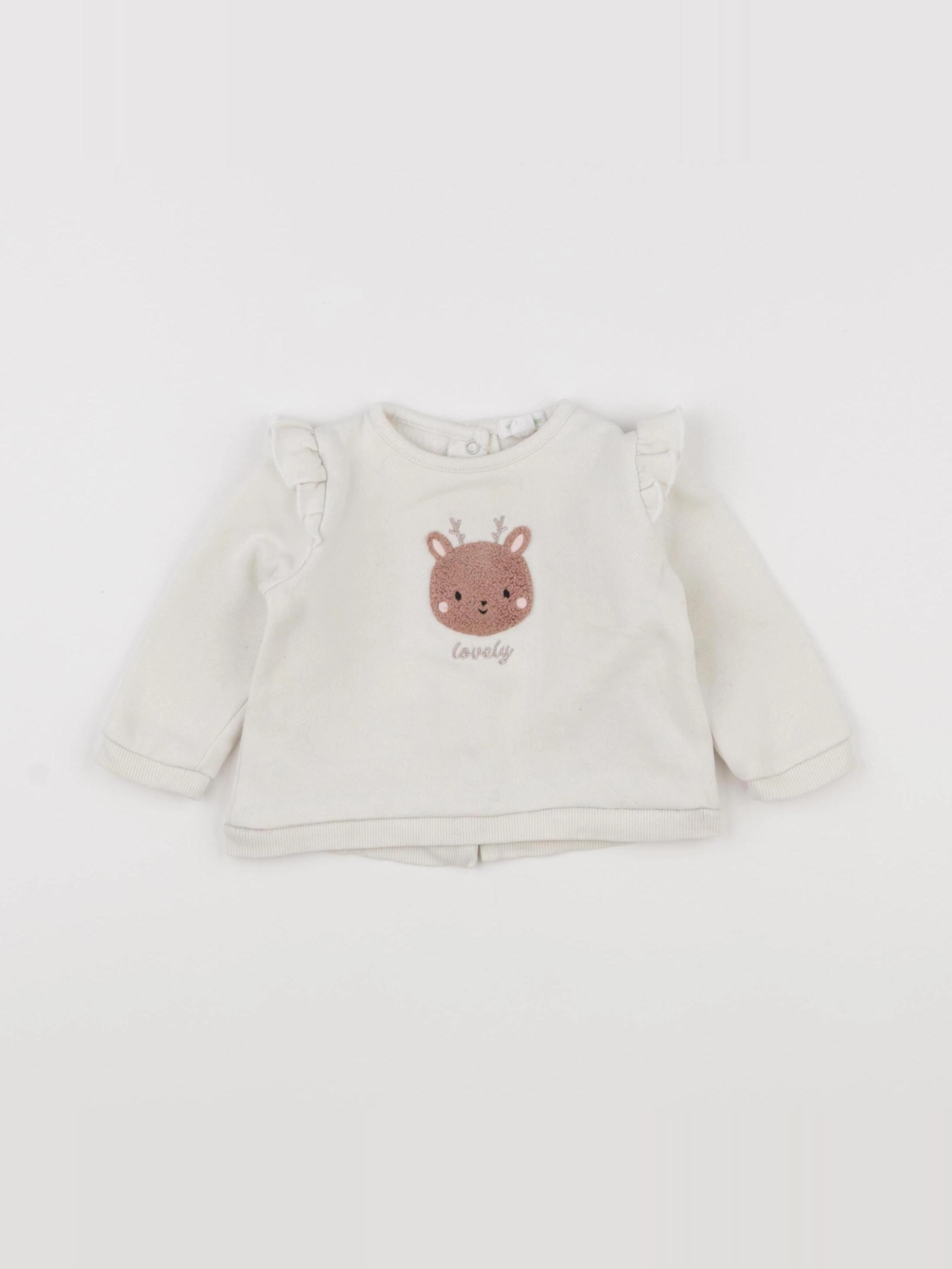 Vertbaudet - sweat beige - 6 mois