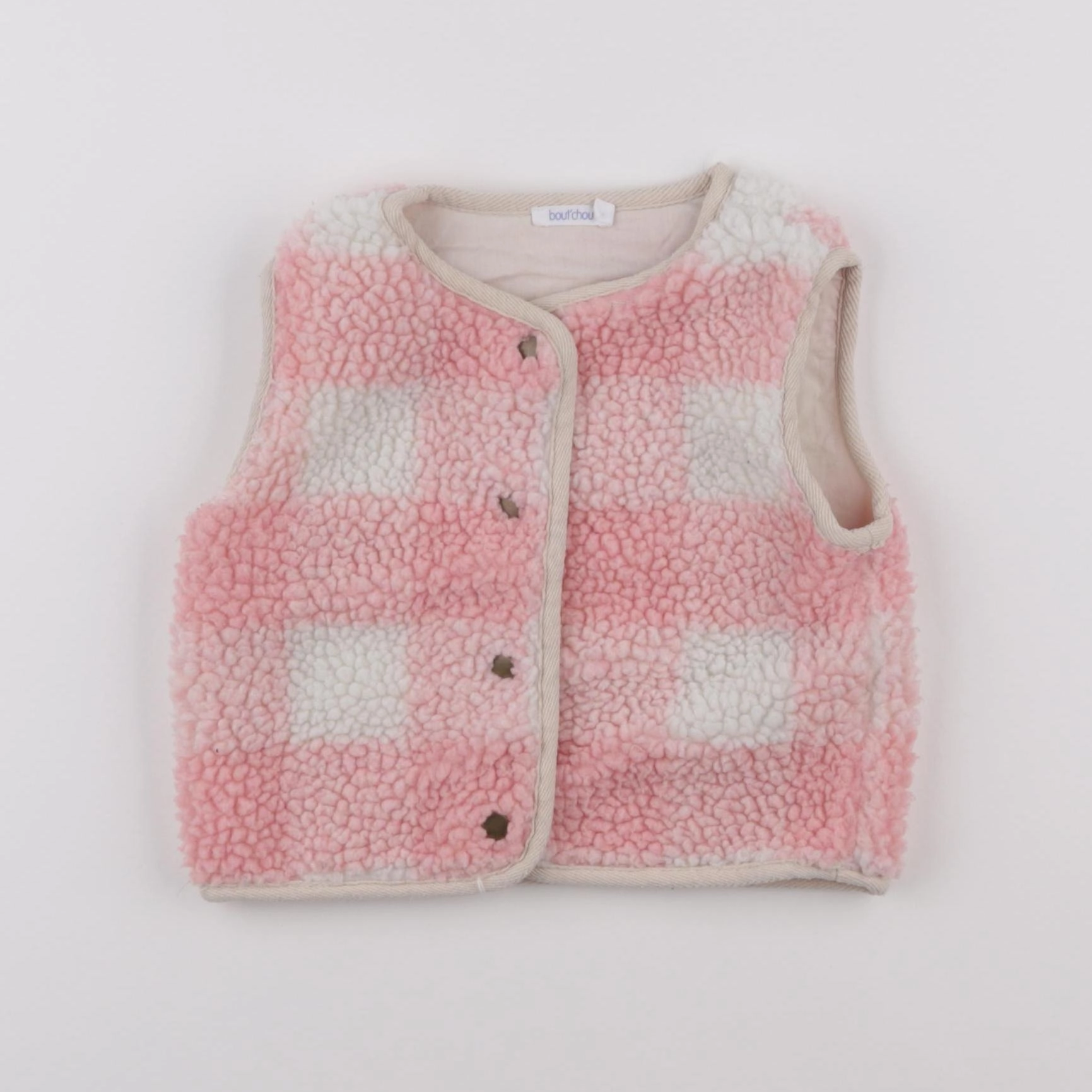 Boutchou - gilet blanc, rose - 12 mois