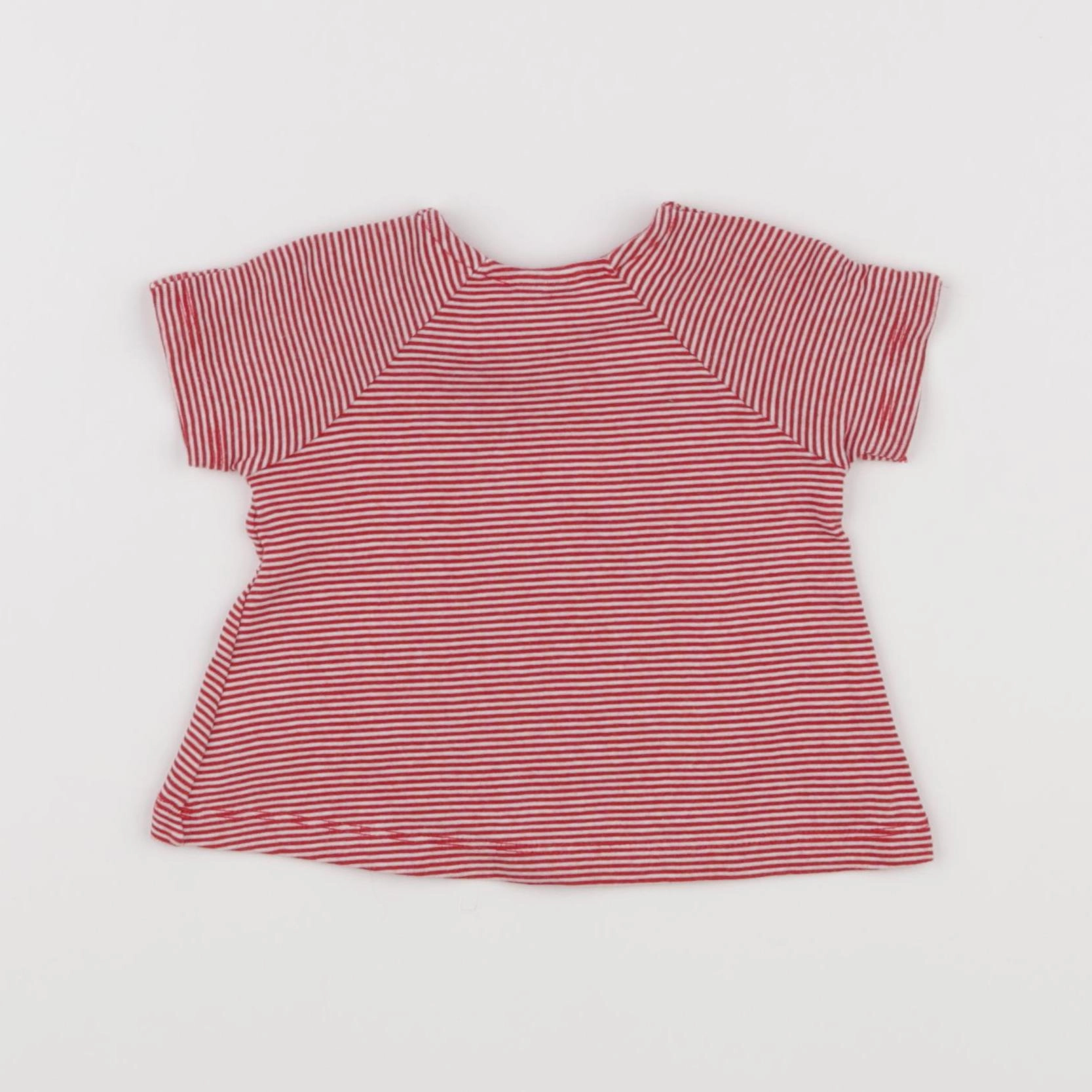 Petit Bateau - tee-shirt blanc, rouge - 3 mois