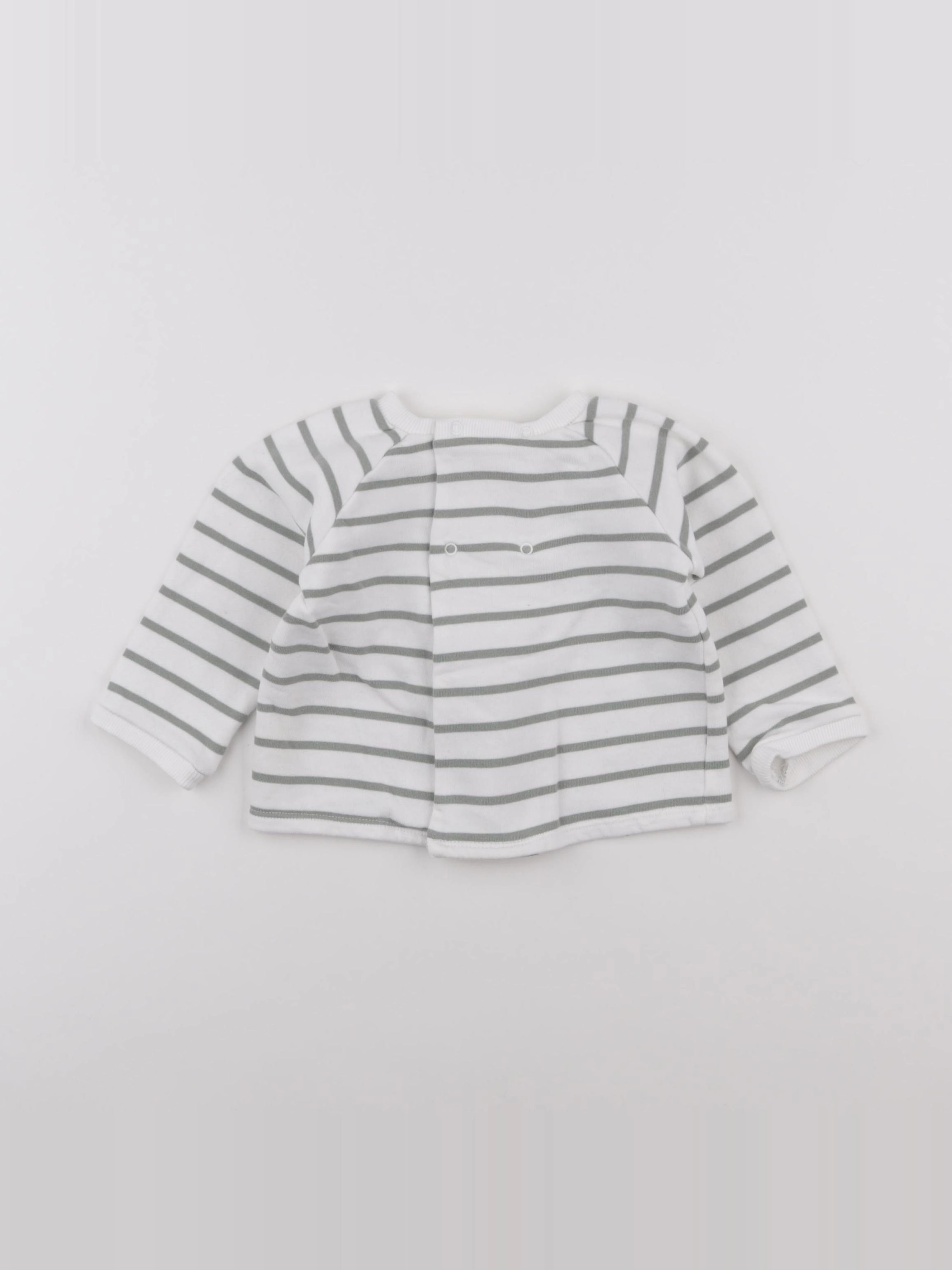 Boutchou - sweat blanc, vert - 12 mois
