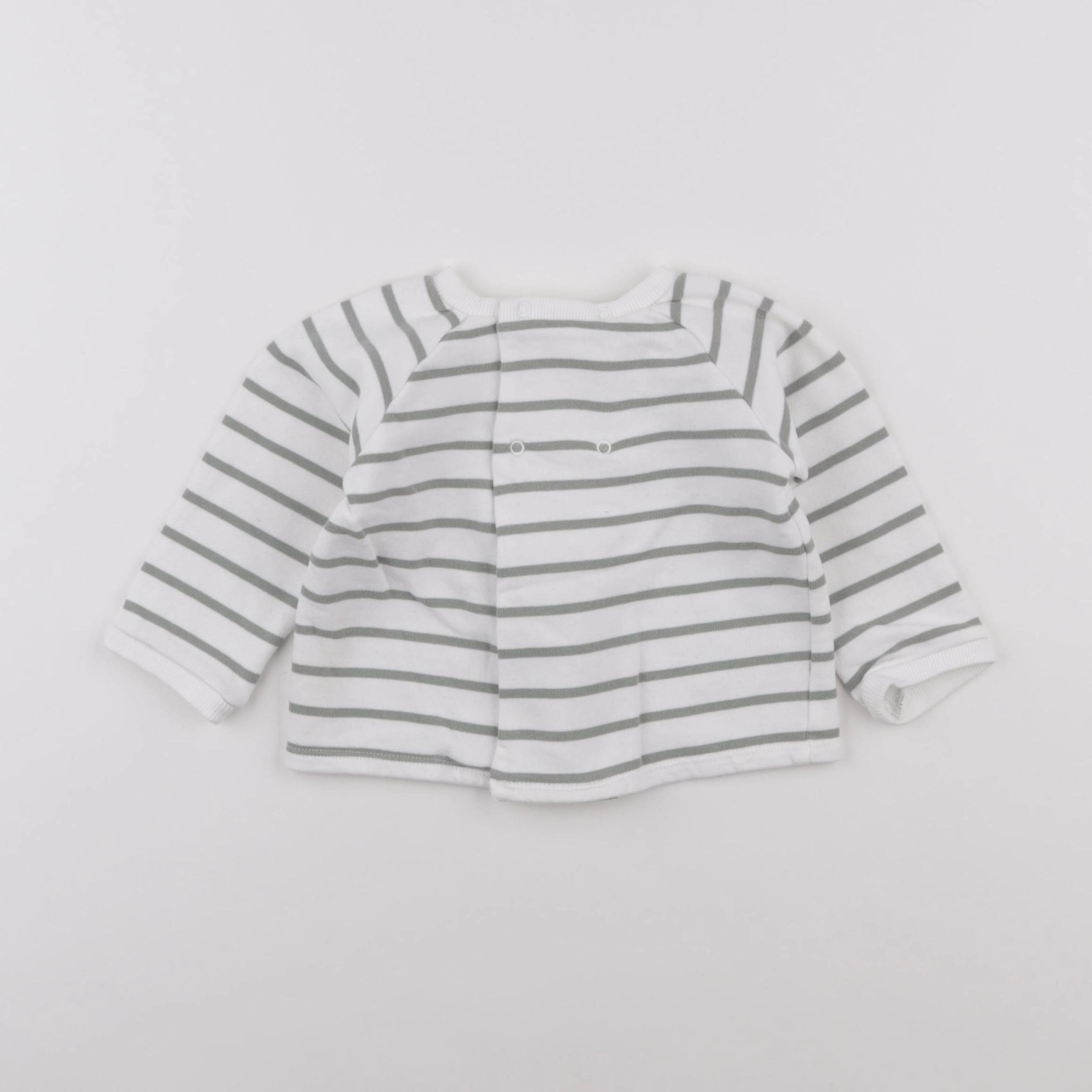 Boutchou - sweat blanc, vert - 12 mois