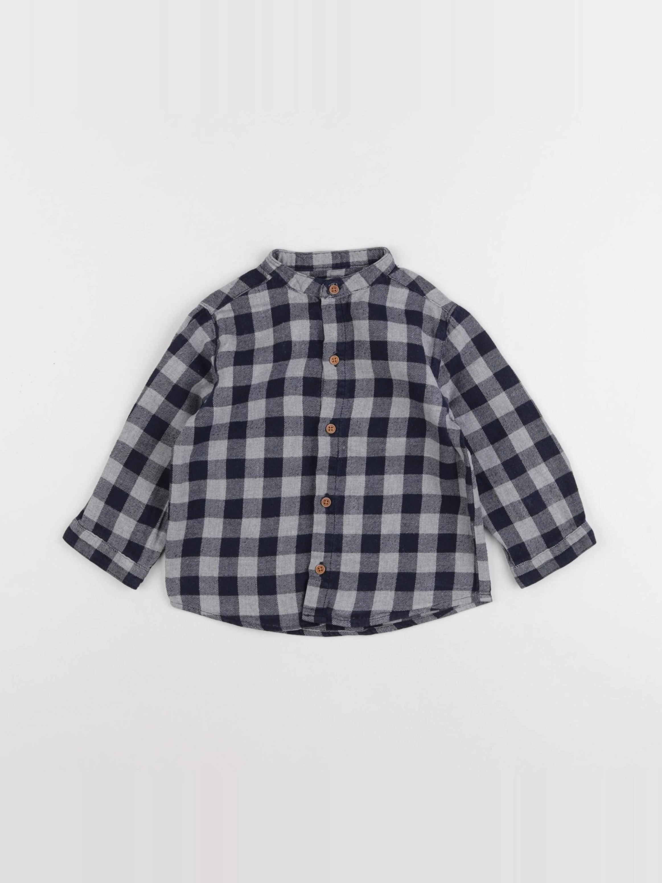 Boutchou - chemise bleu, gris - 18 mois
