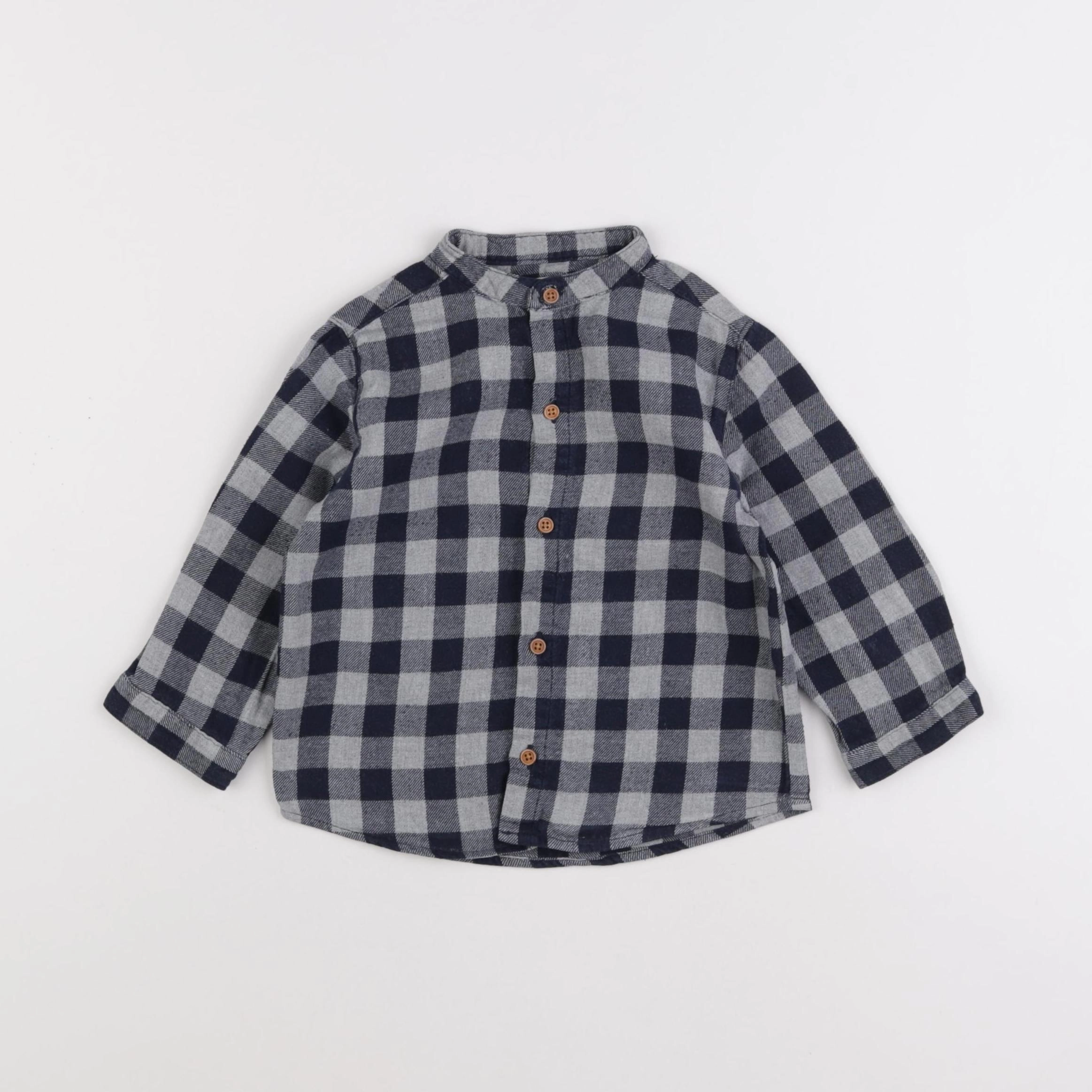 Boutchou - chemise bleu, gris - 18 mois