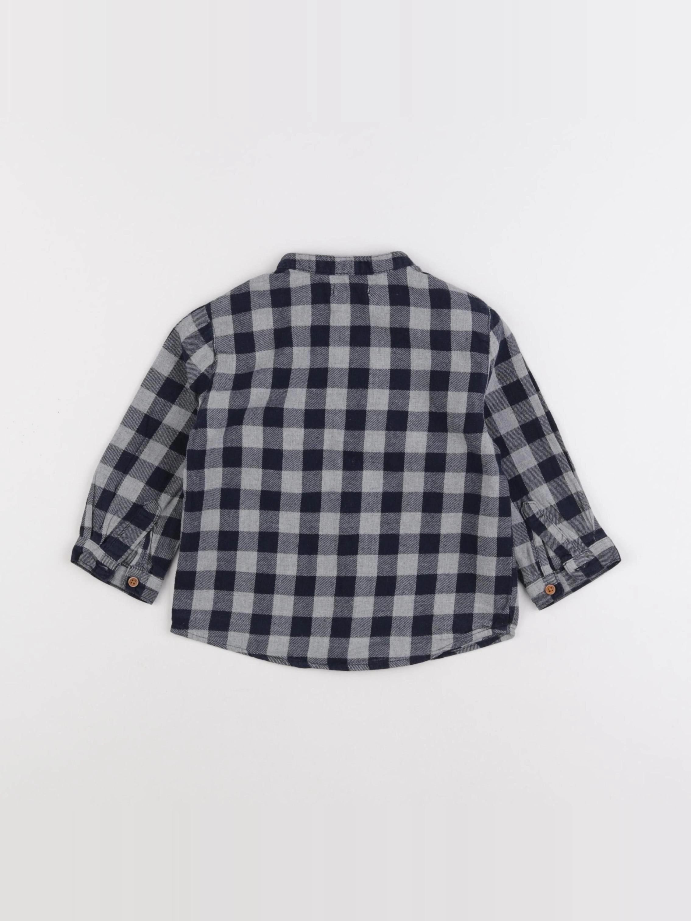 Boutchou - chemise bleu, gris - 18 mois