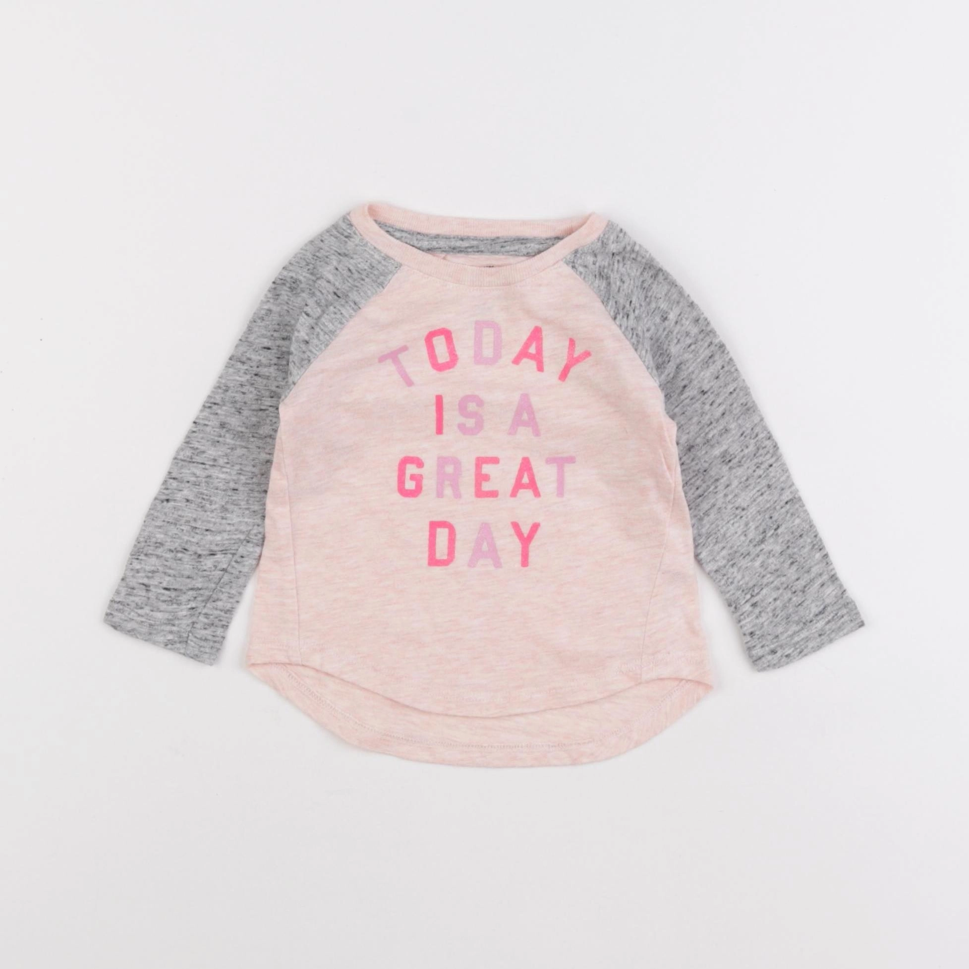 Oshkosh - tee-shirt gris, rose - 6 mois