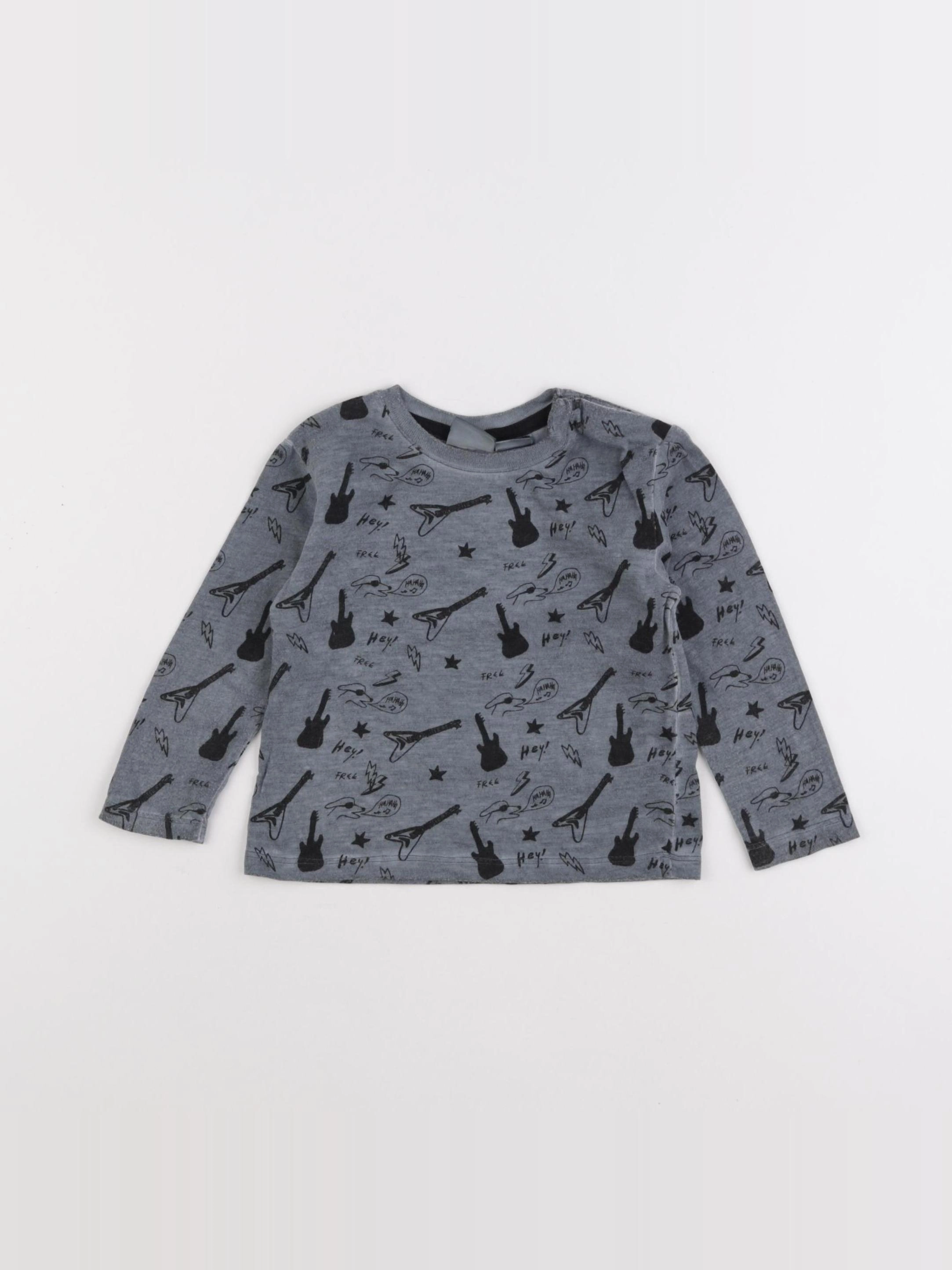 Zara - tee-shirt gris, noir - 6/9 mois