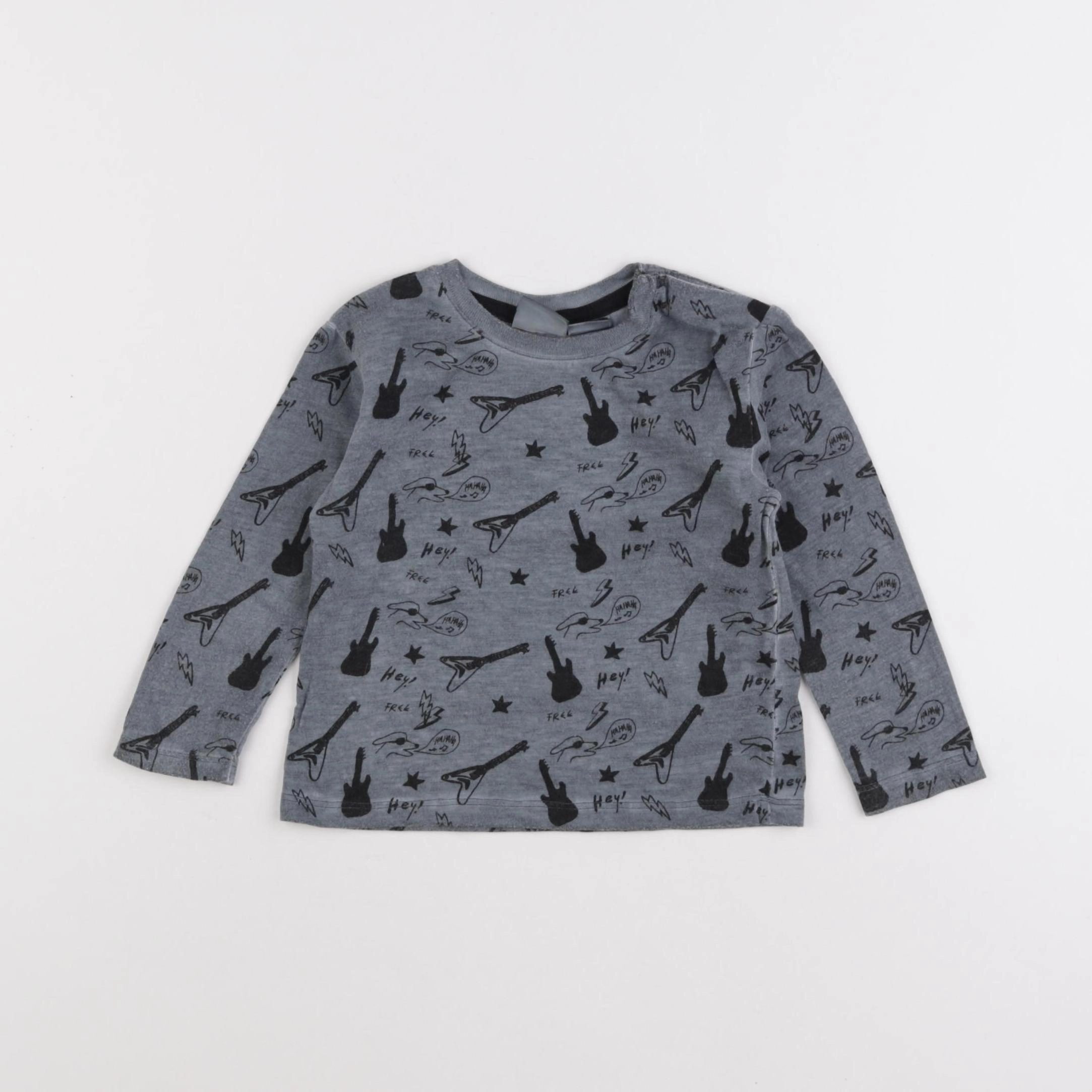 Zara - tee-shirt gris, noir - 6/9 mois