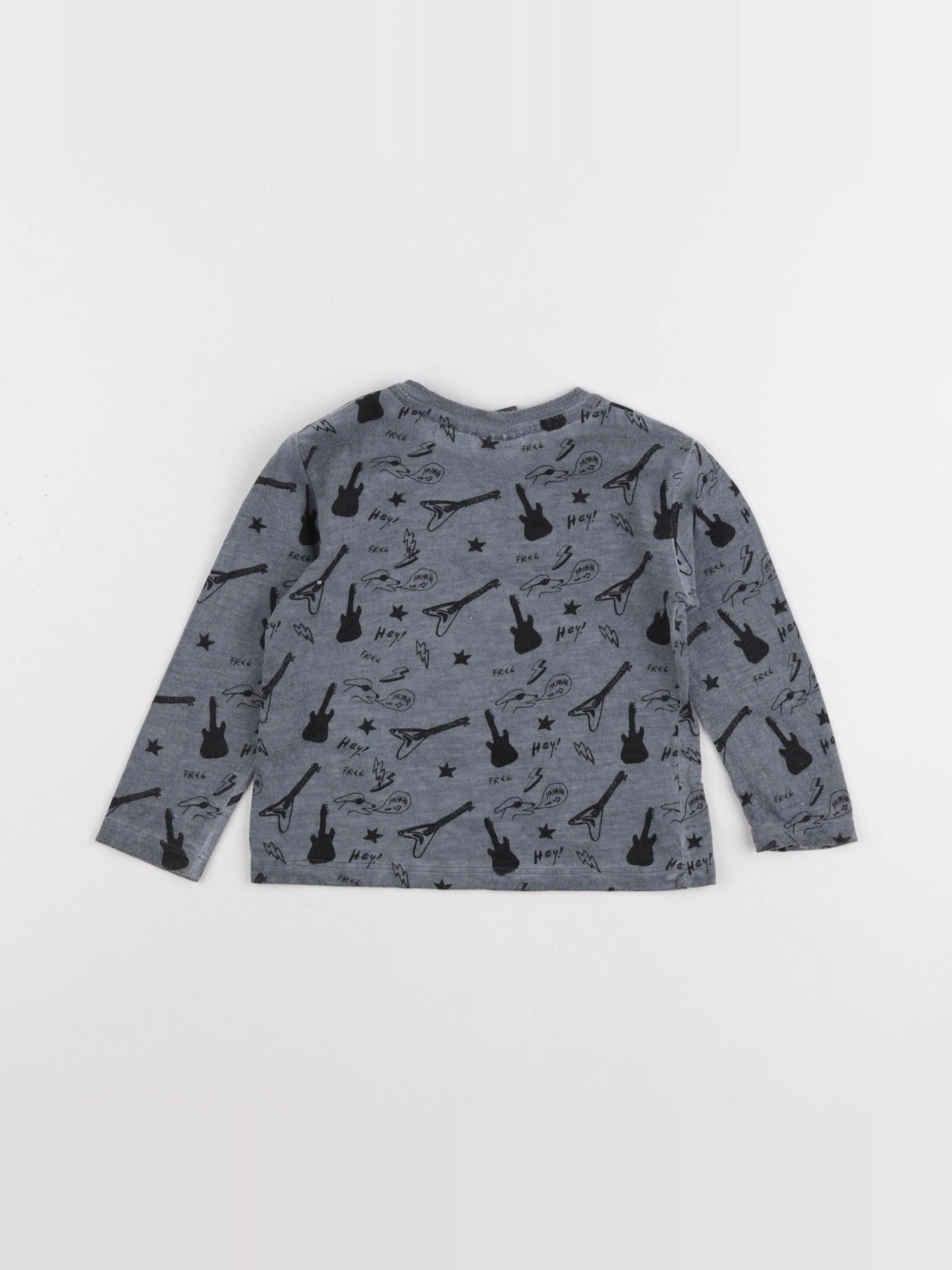 Zara - tee-shirt gris, noir - 6/9 mois