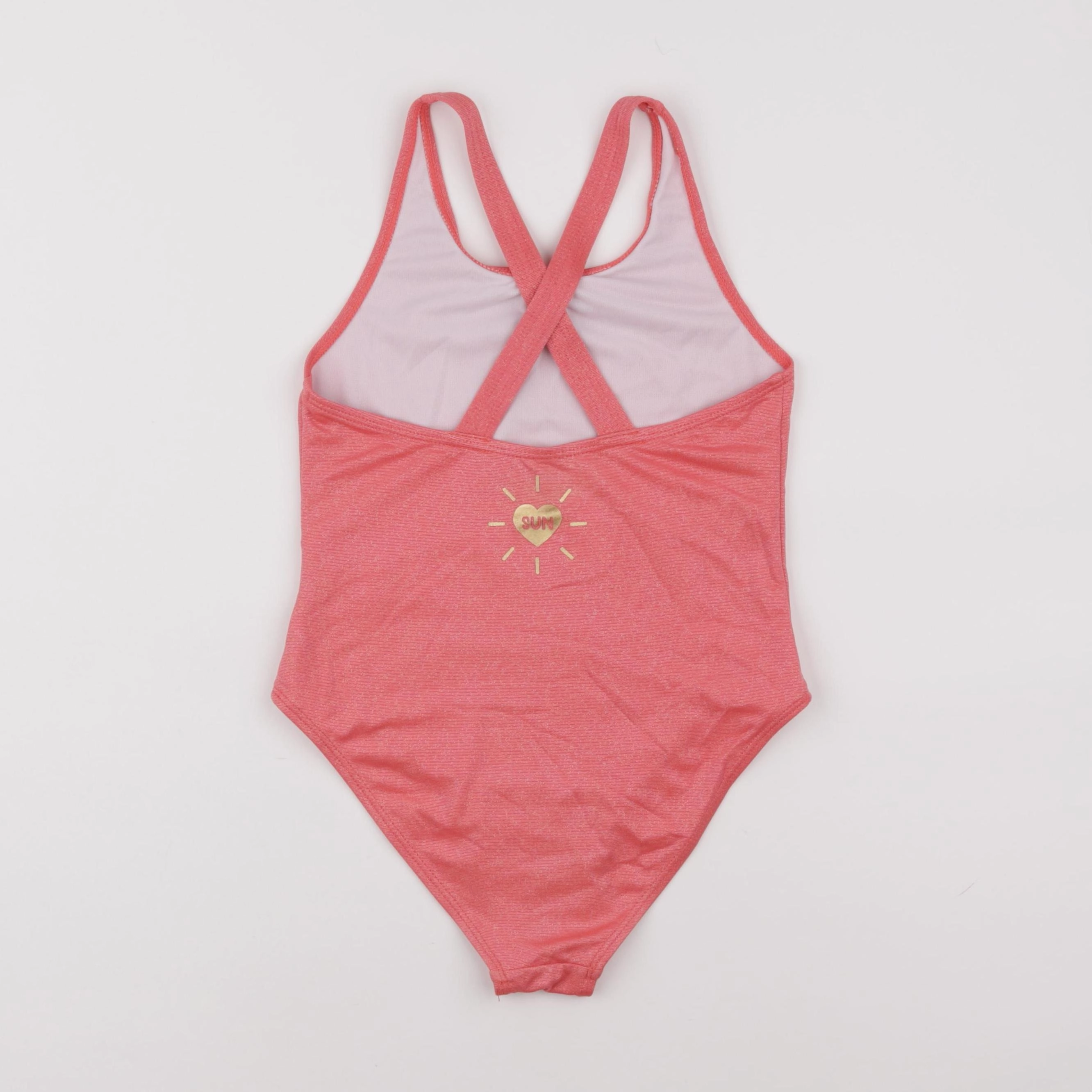 Vertbaudet - maillot de bain rose, or - 10 ans