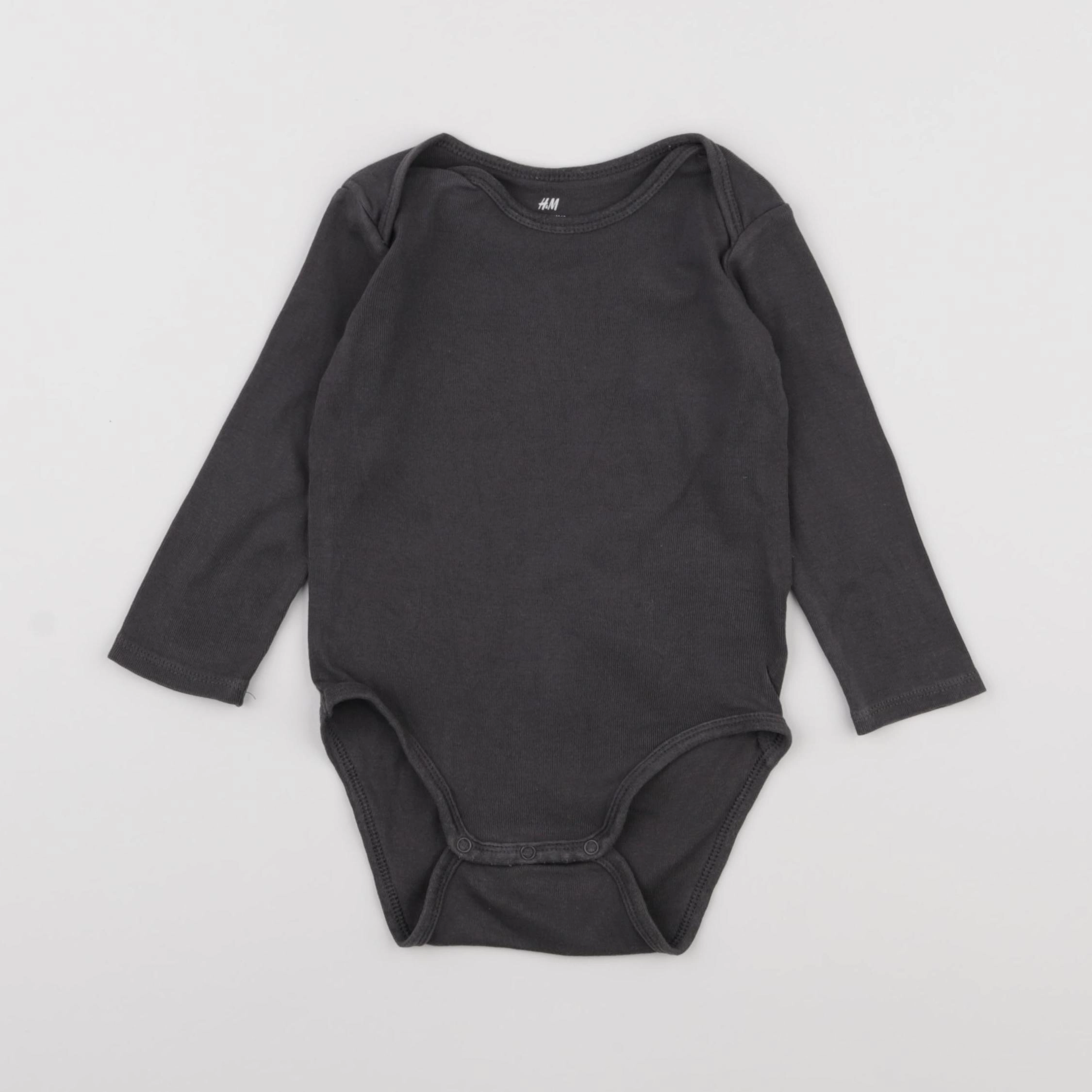 H&M - body gris - 9/12 mois